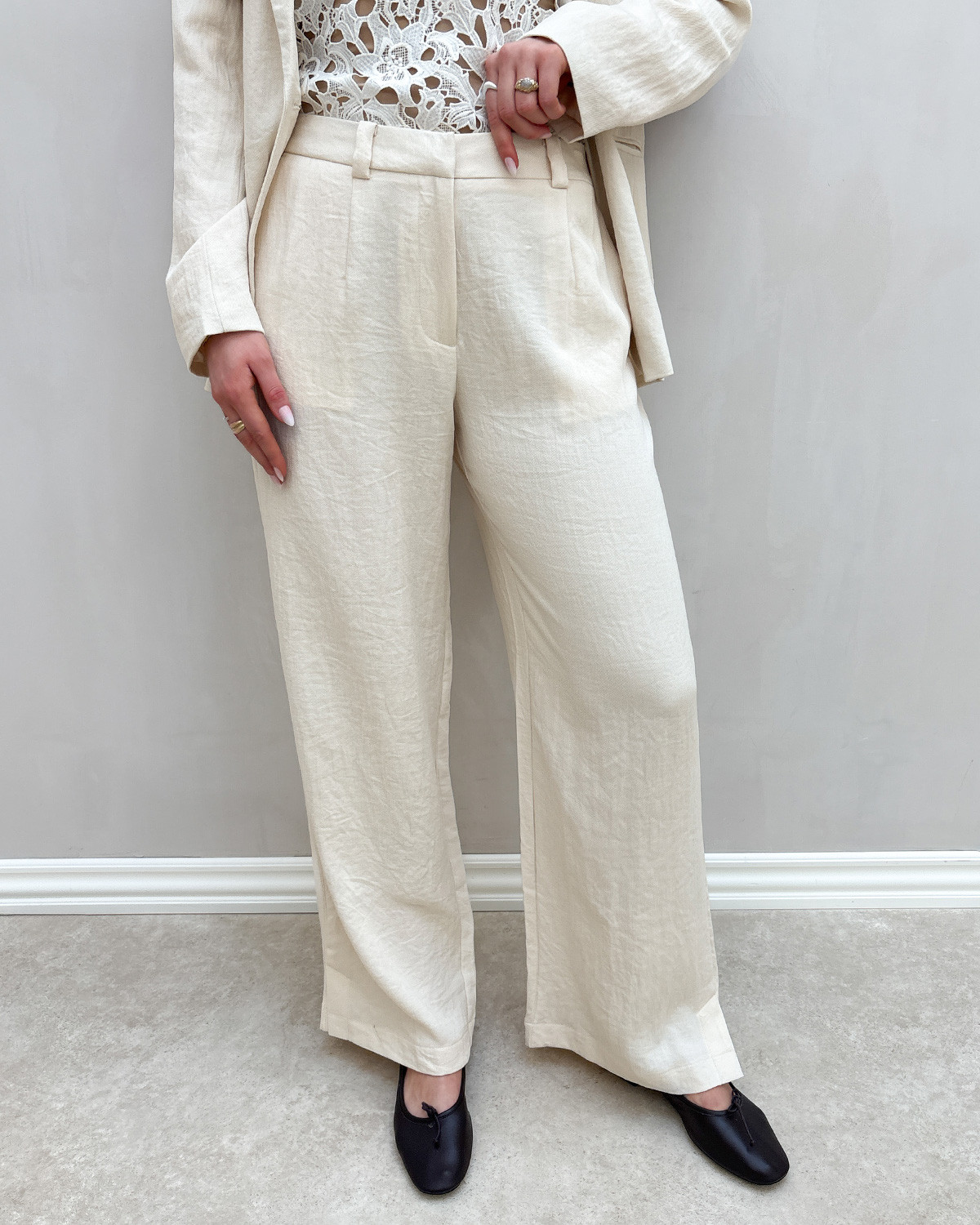 VILA Viflea Birch Hw Tailored Pants - 40 - Grå