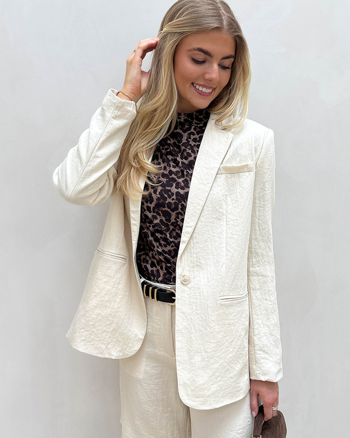 VILA Viflea Birch L/S Button Detail Blazer - 40 - Grå
