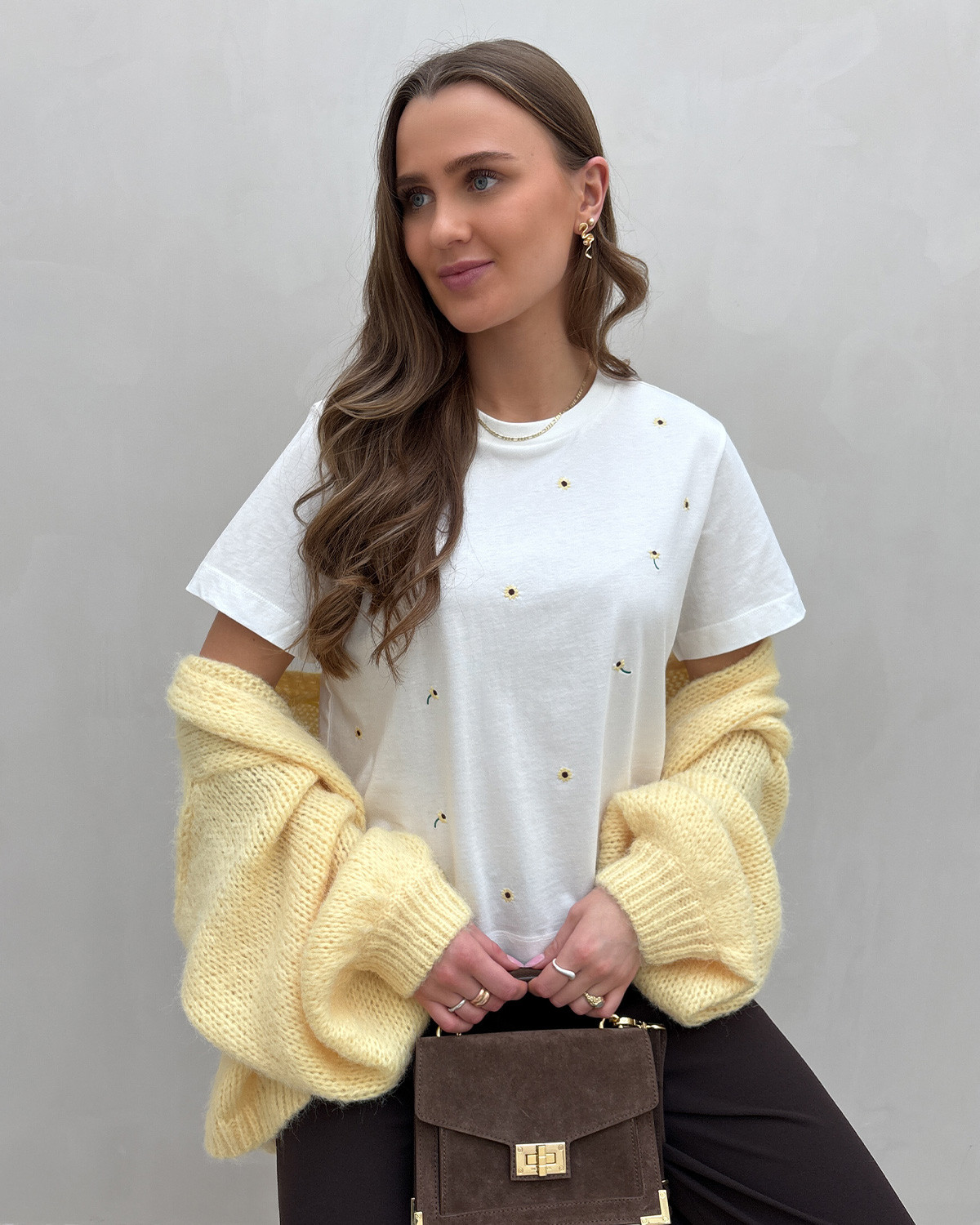 Vero Moda Vmsola Snow White Sunflower Mette Ss Top - L - Hvid