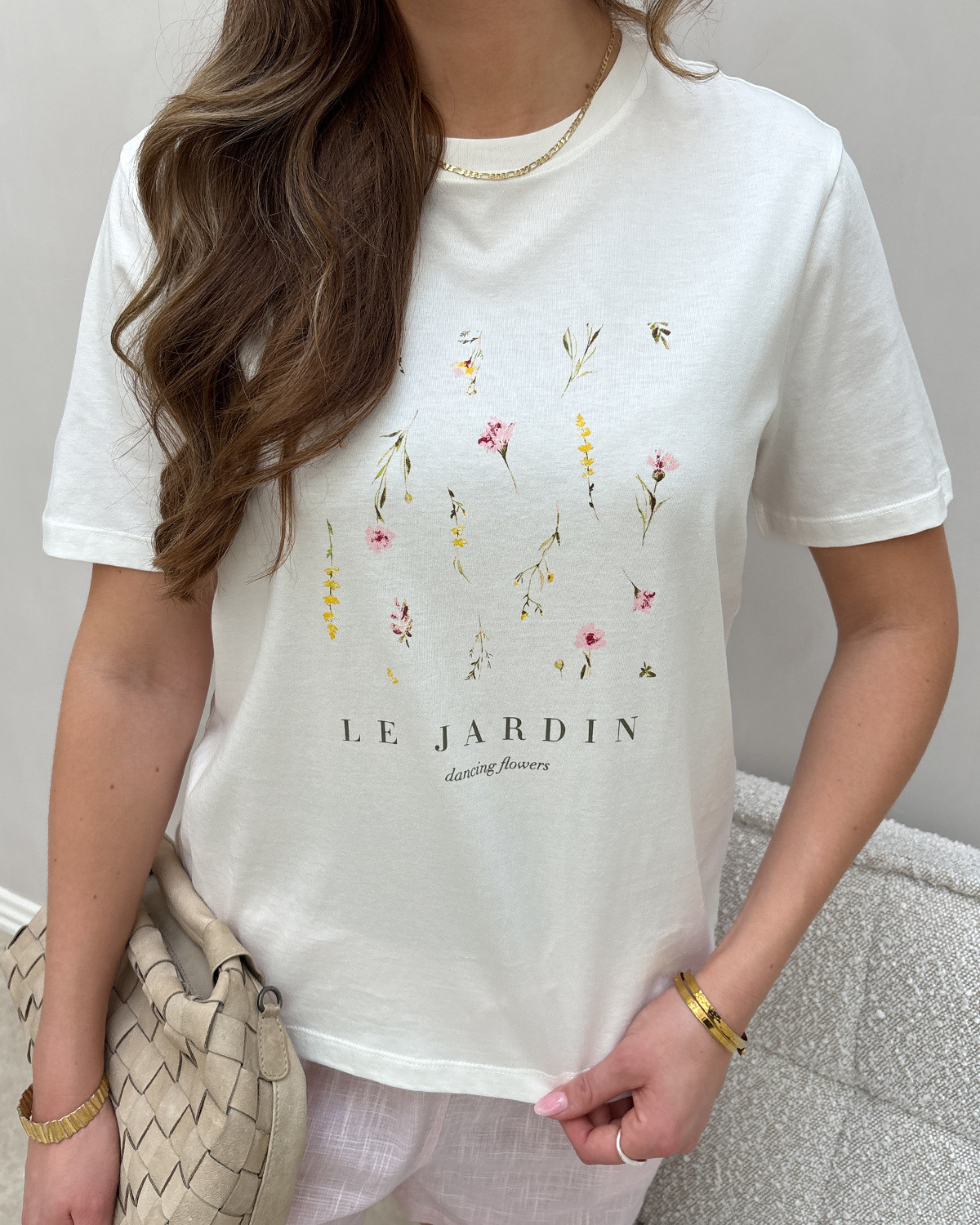 VILA Visybil Snow White Flower Garden O-Neck S/S Top - S - Hvid