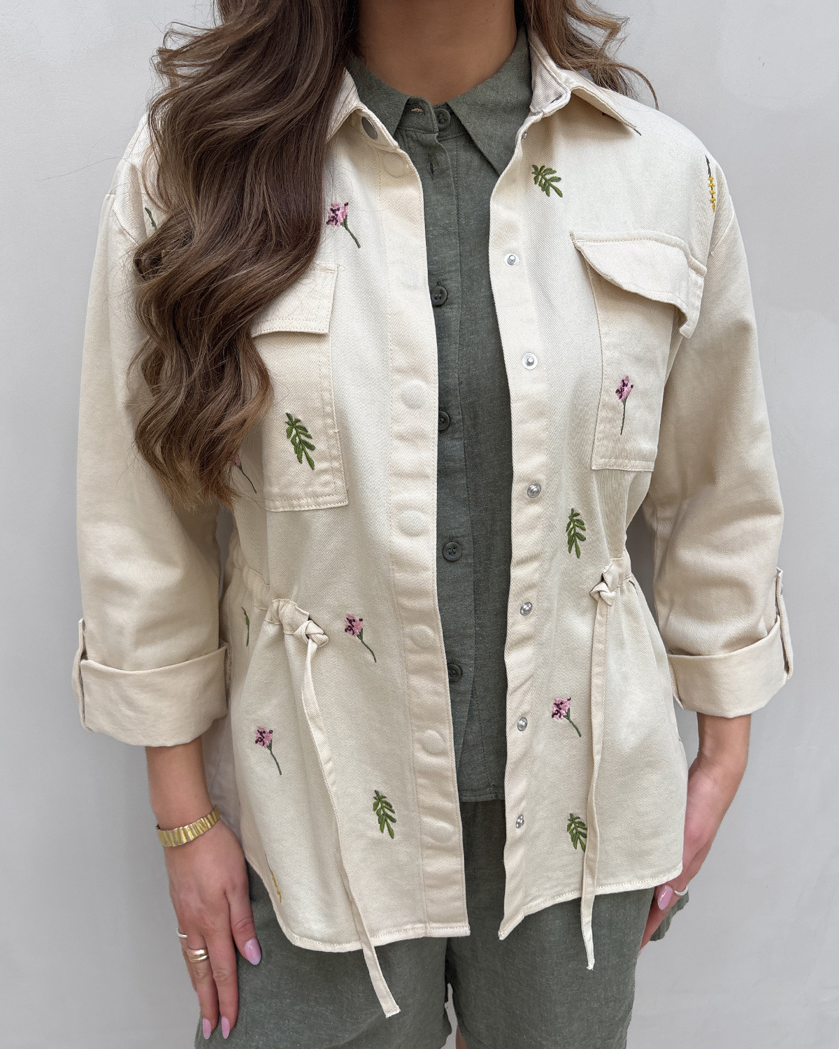 VILA Videny Birch Embroidery L/S Embroidery Jacket - 36 - Grå