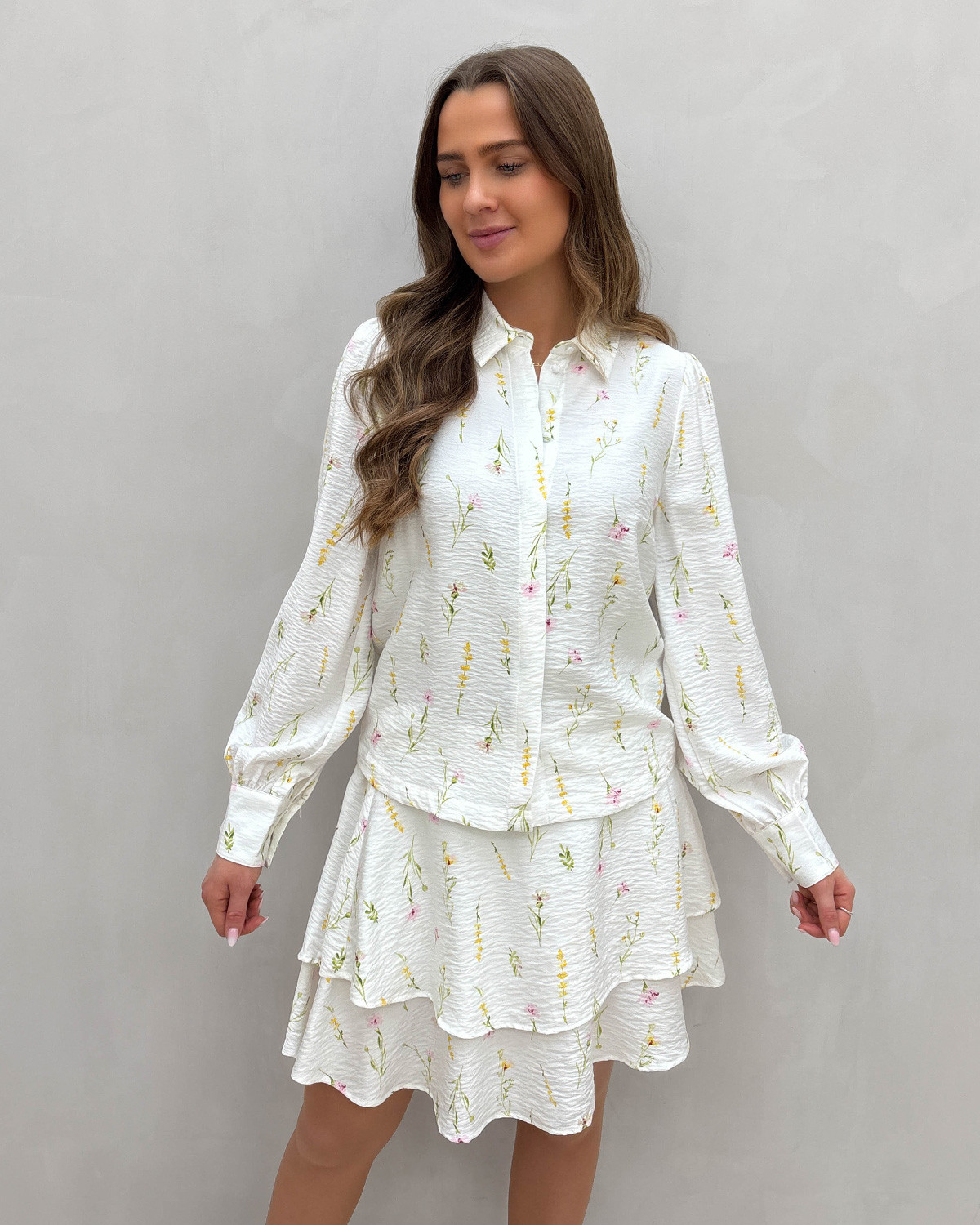 VILA Vigiti Snow White Lore Lore L/S Shirt - 40 - Hvid