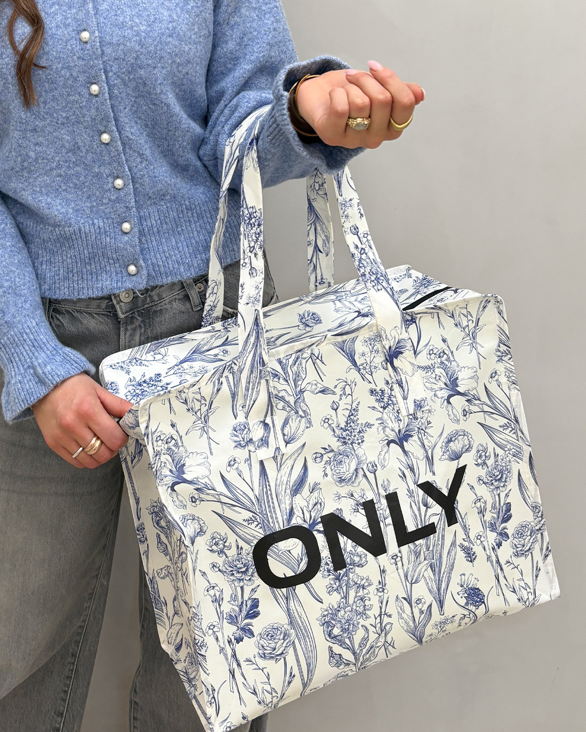 ONLY Pgshopping Bag White/Wavy Flow AOP - One Size - Hvid