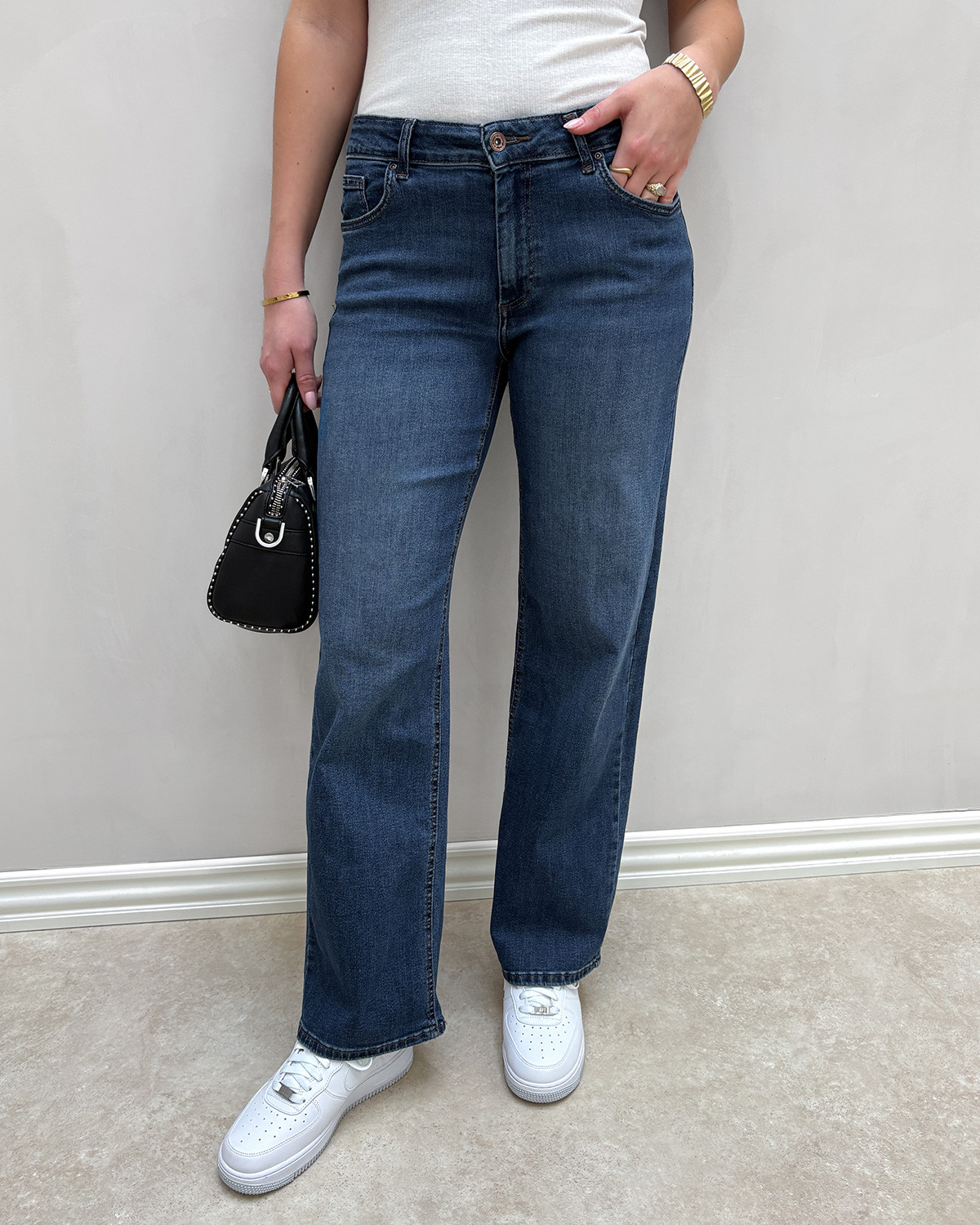 ONLY Onlblush Dark Blue Denim Mid Straight Denim - XS - Blå