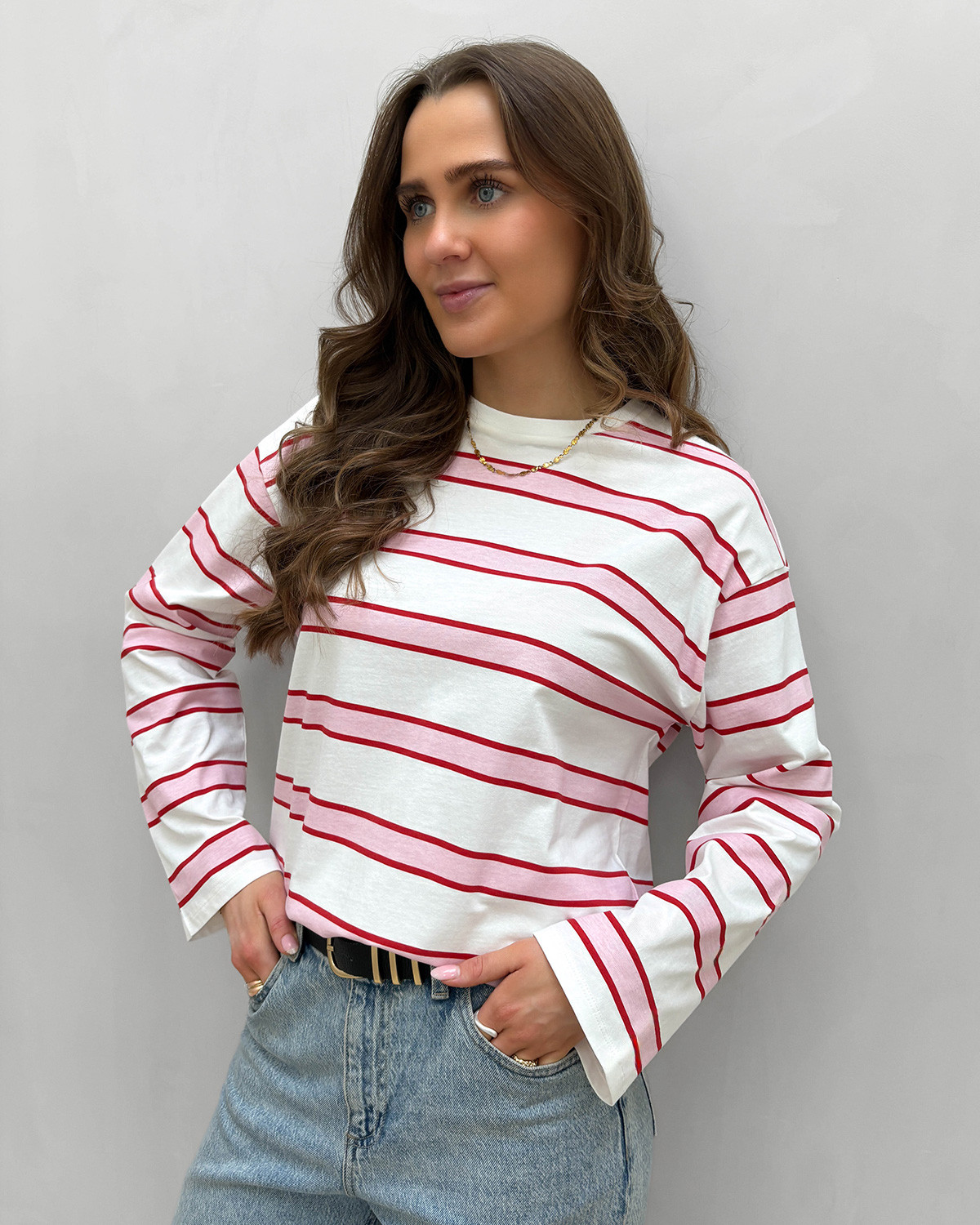 Pieces Pcmila Roseate Spoonbill/Adrenaline L/S Loose Tee Jrs - XS - Lyserød