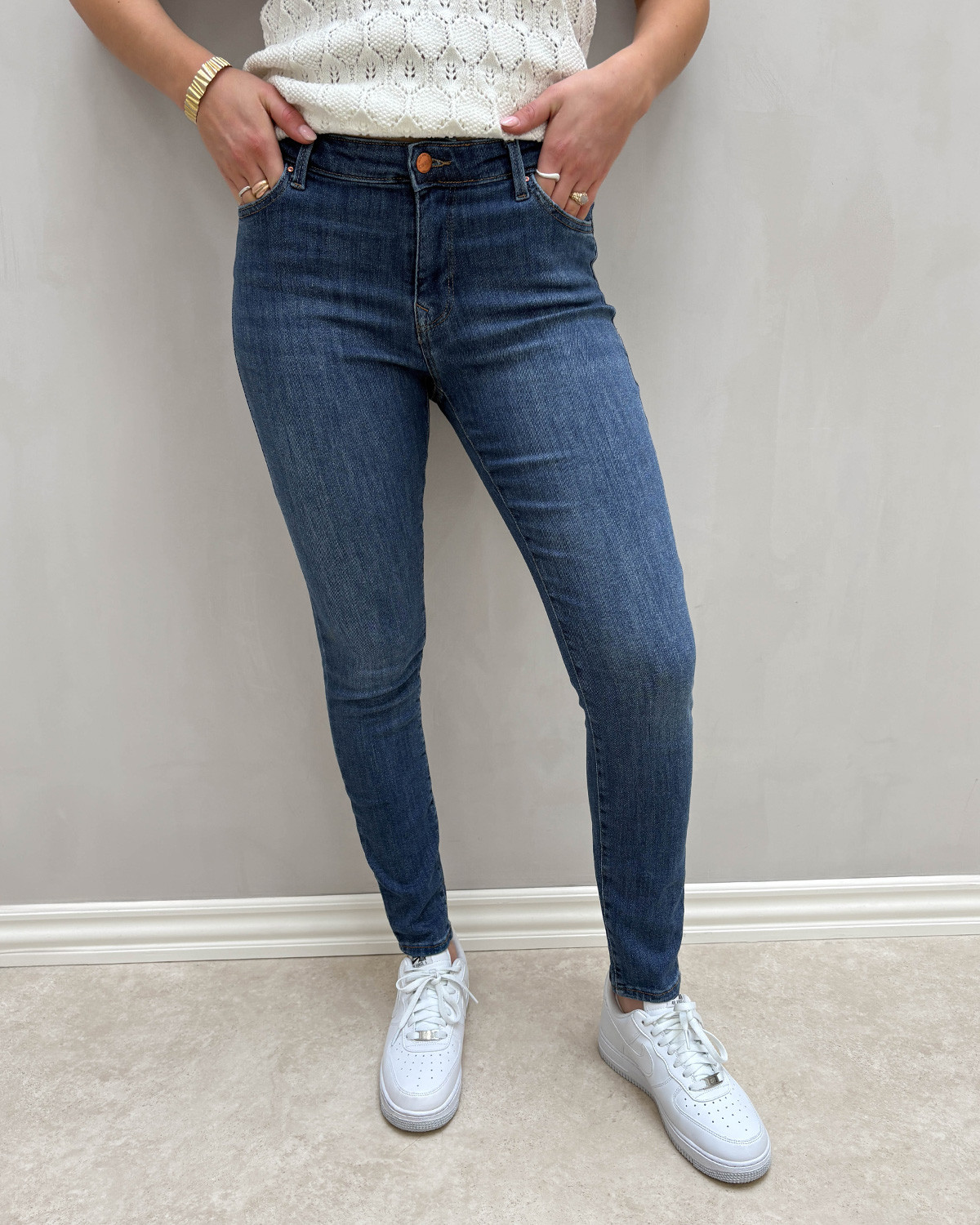 ONLY Onlpower Dark Blue Medium Mid SK Pushup Denim - XL - Blå