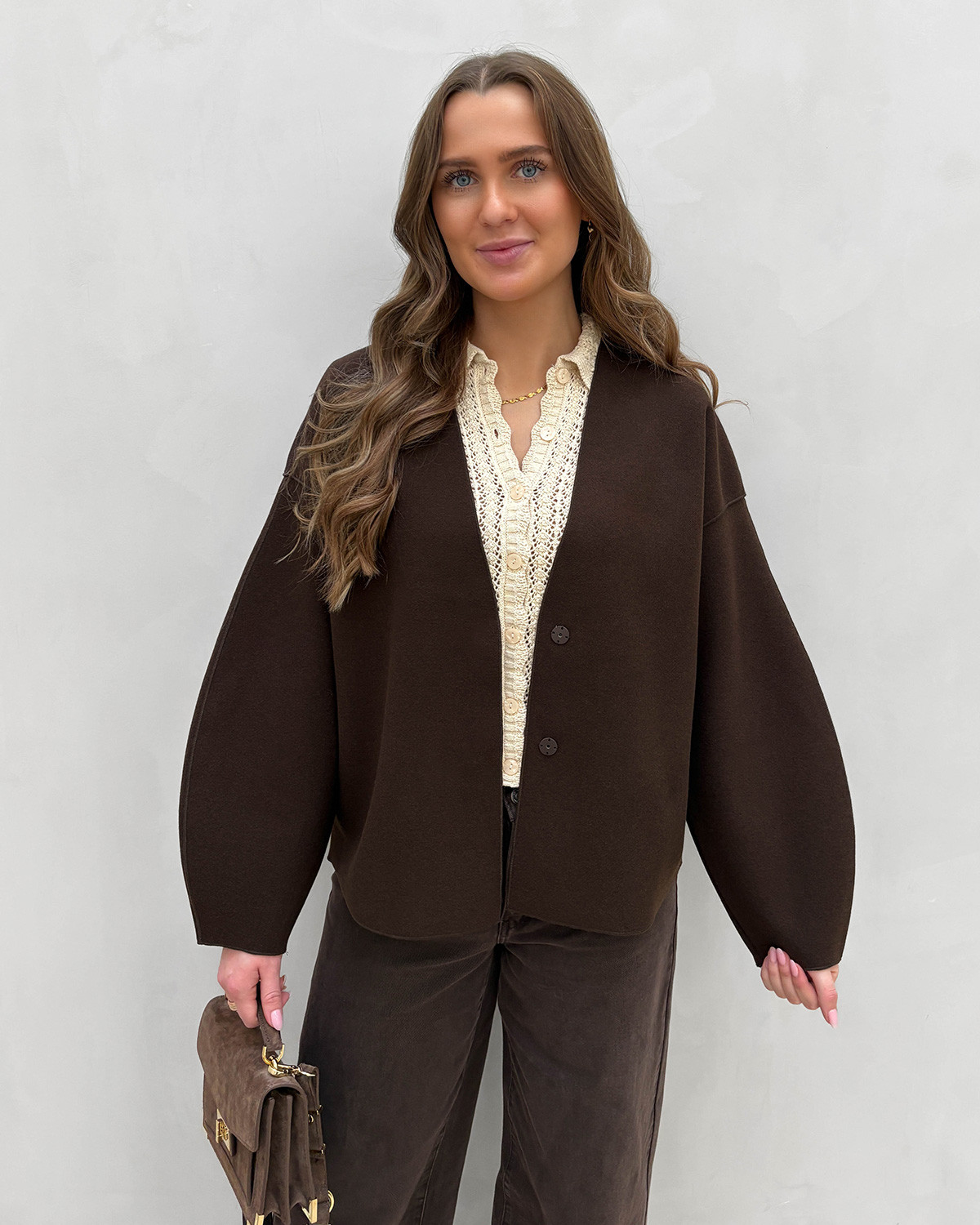 VILA Vijuice Coffee Bean Loose L/S jacket - 34 - Brun