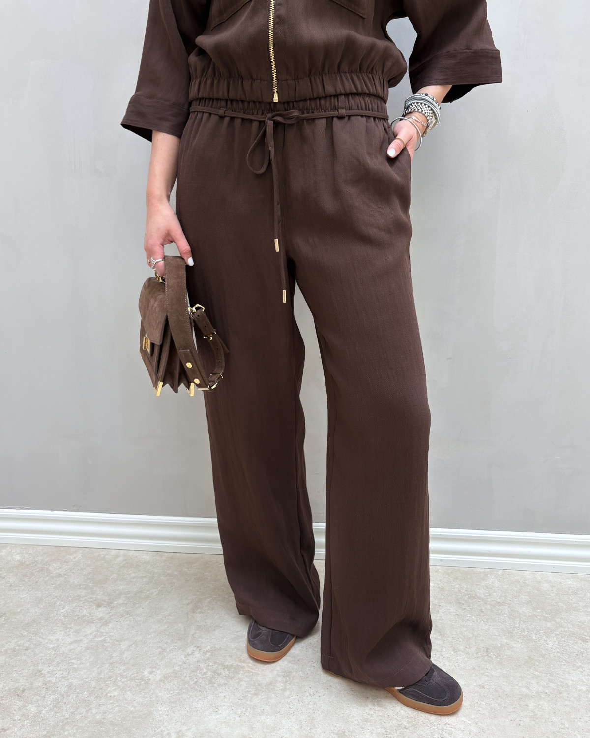 JDY Jdyfinn Coffee Bean Mw Belt Wide Pant - XS - Brun