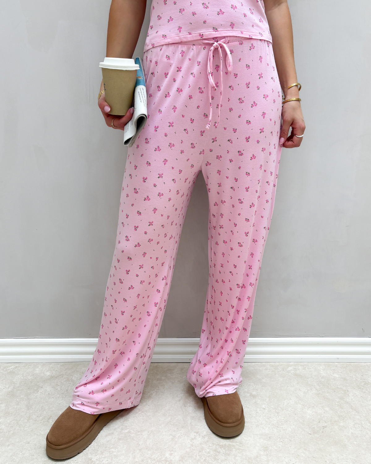 Vero Moda Vmesther PinkABoo Ditte Flower Aop Hw Loose Pants - M - Rød