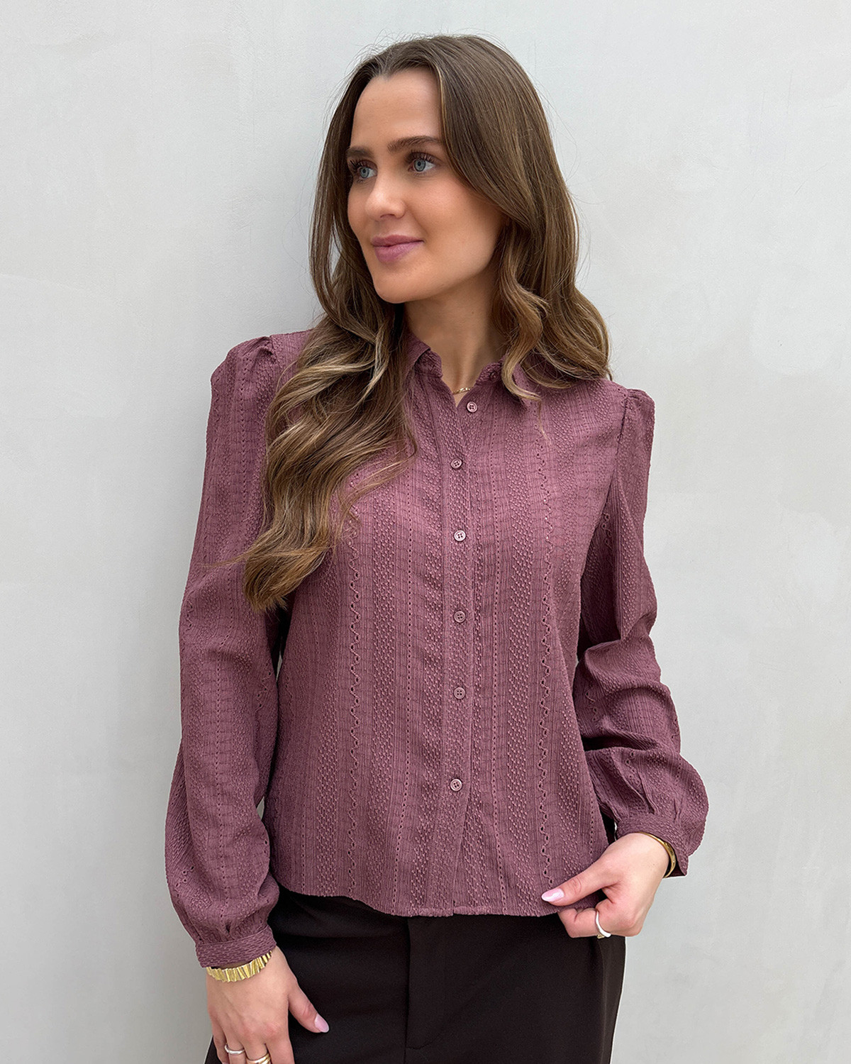 VILA Vizania Rose Brown L/S Shirt - XS - Rød