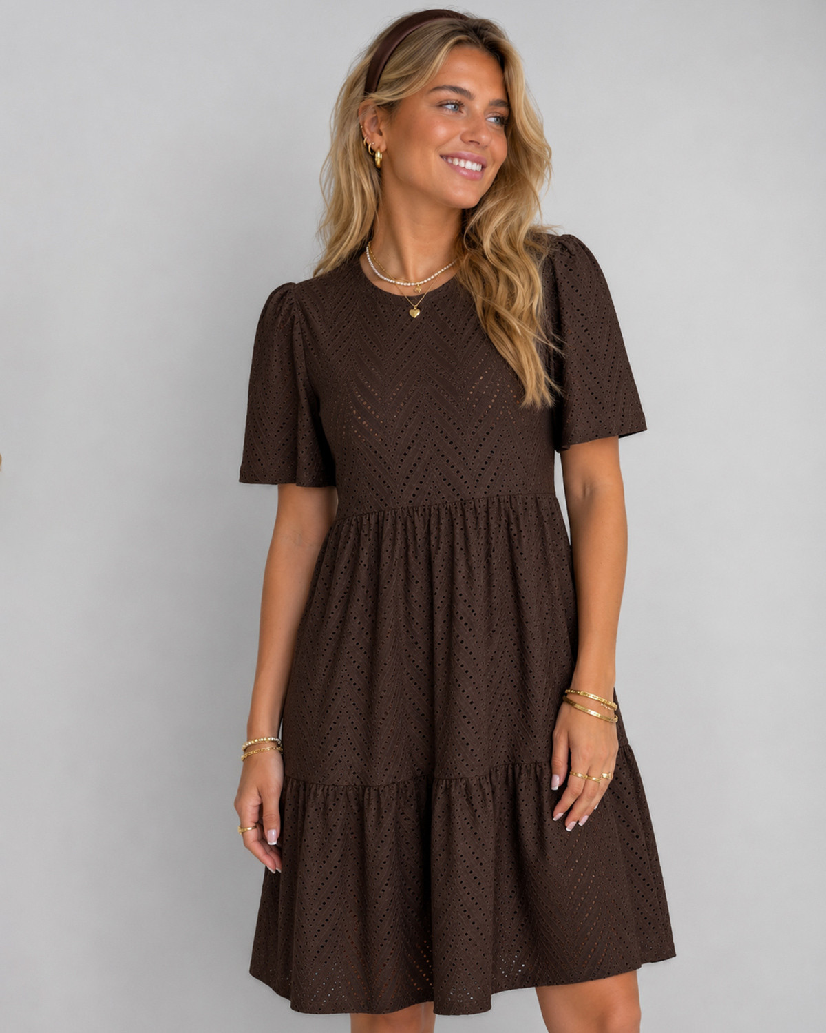 JDY Jdycarla Cathinka Chocolate Brown S/S Dress - M - Brun