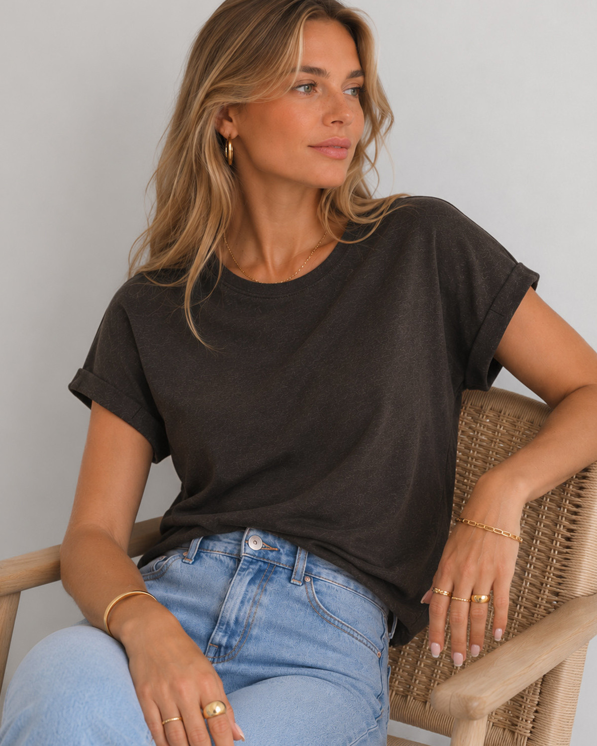 ONLY Onlmoster Java Melange S/S O-Neck Top - S - Brun