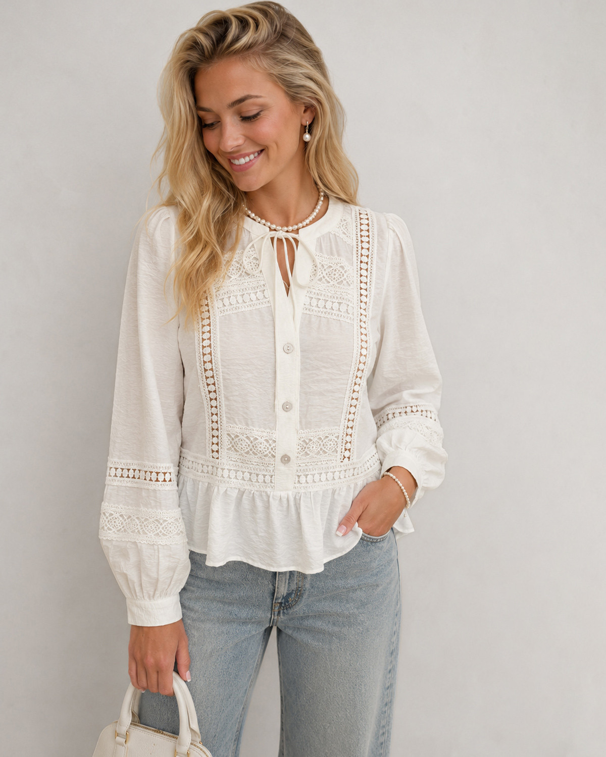 Vero Moda Vmjules Snow White Ls Tape Top - M - Hvid