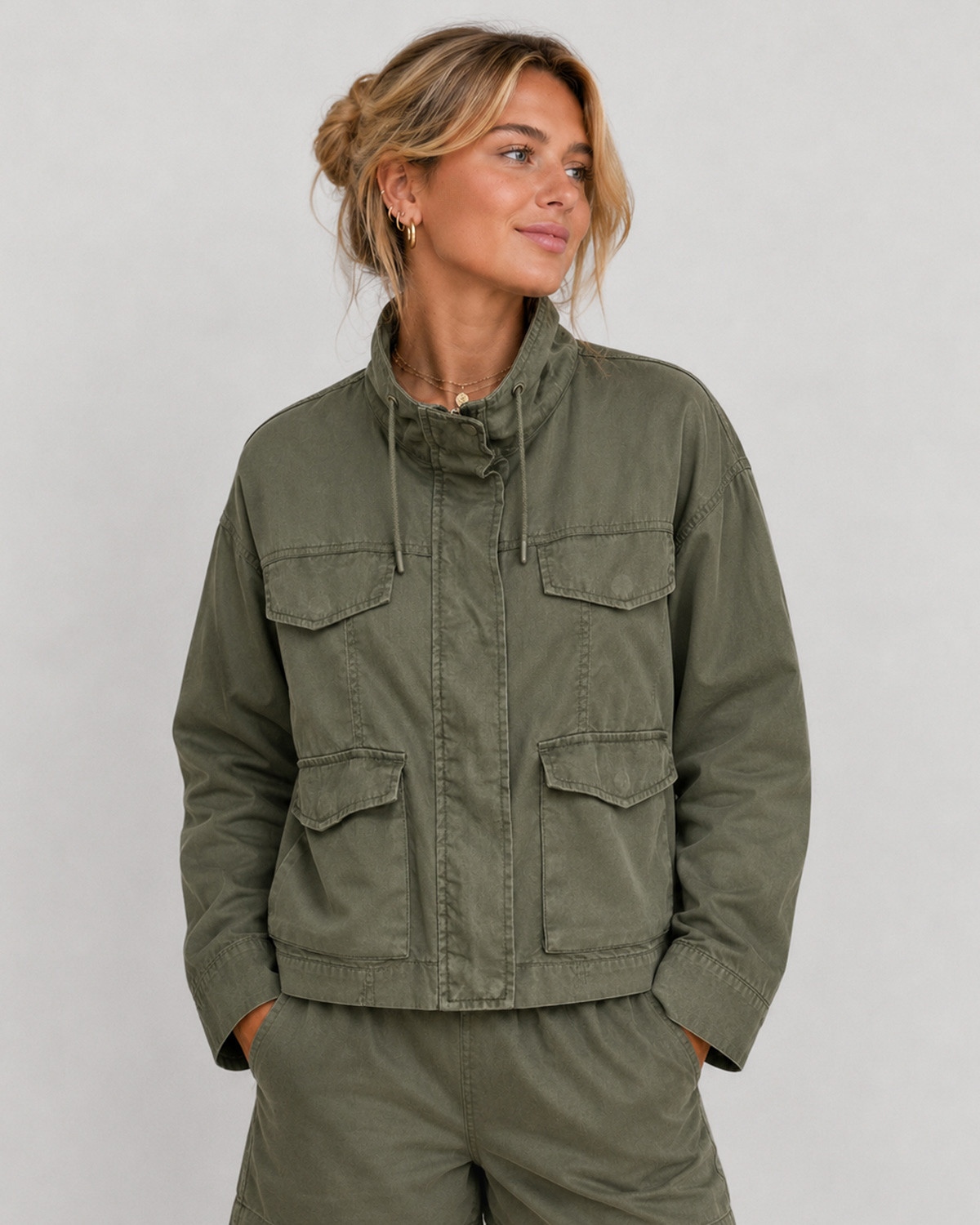 ONLY Onlzanzi Smokey Olive Life Short Jacket - Grå - XL
