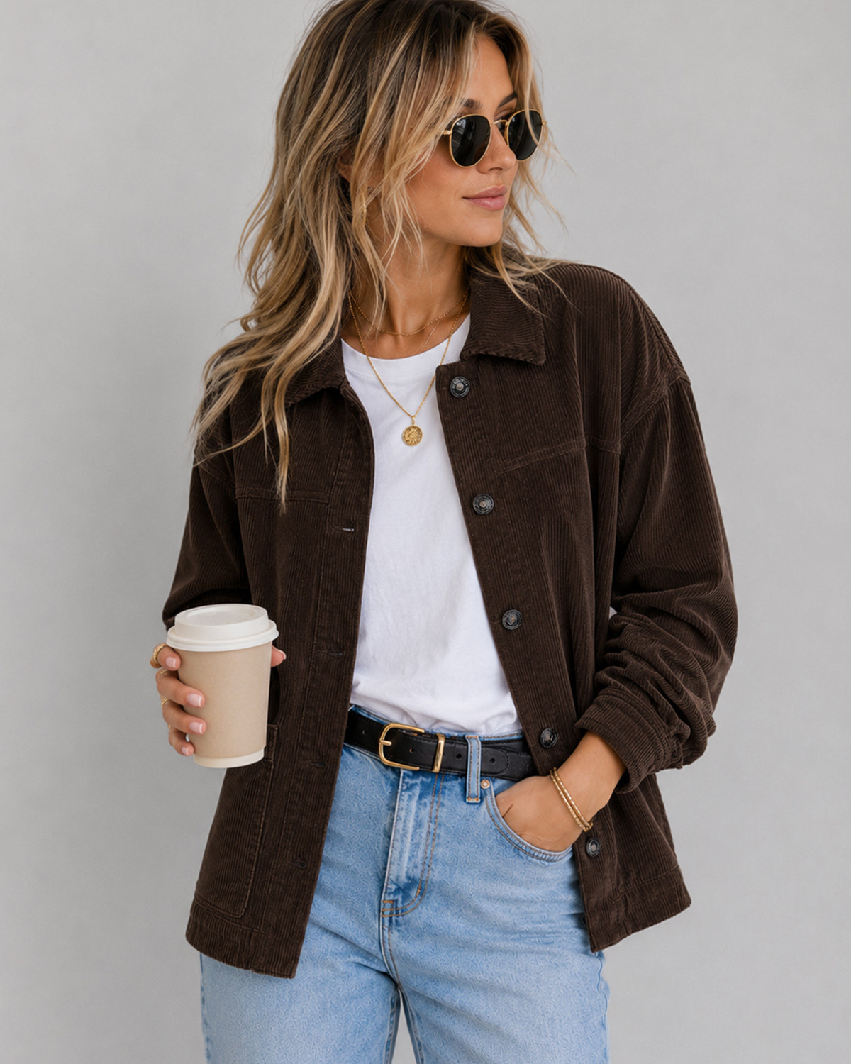 ONLY Onlkana Chocolate Martini Corduroy Jacket - XS - Grå