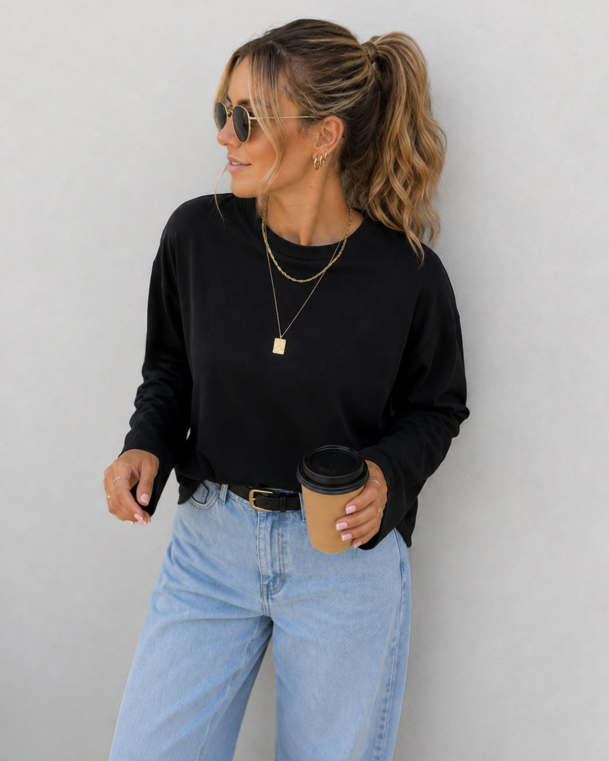 Pieces Pcsadie Black Ls Top - M - Sort