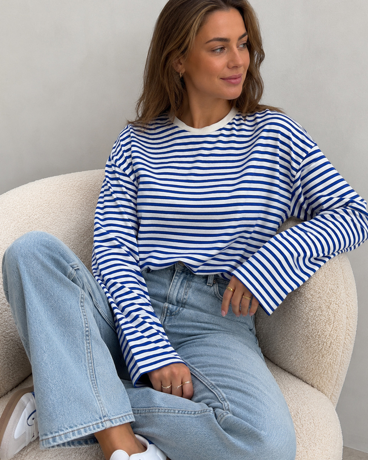 Pieces Pcsadie Cloud Dancer Bluing Ls Top - XS - Hvid
