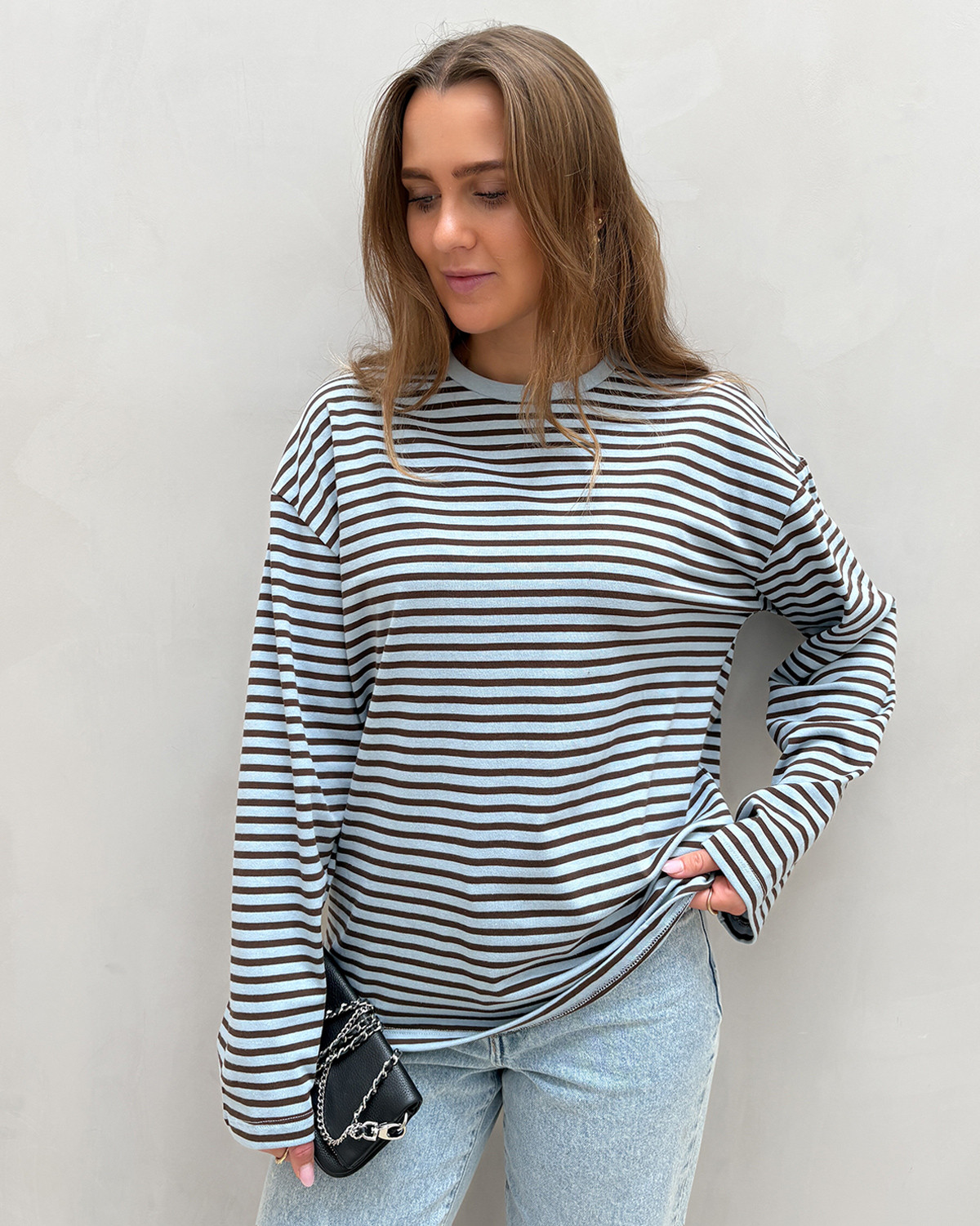 Pieces Pcsadie Cashmere Blue Hot Fudge Ls Top - M - Blå