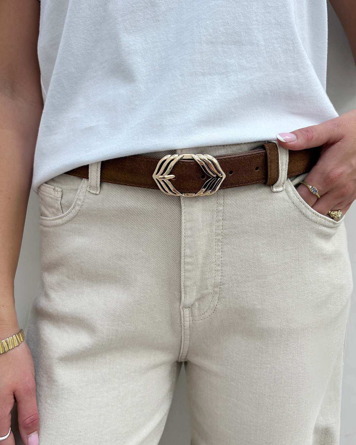 VILA Vijuliana Tobacco Brown Suede Belt - 85 - Brun