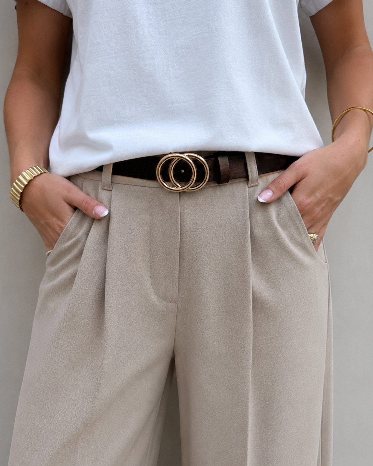 ONLY Onlrasmi Coffee Bean Light Gold Faux Leather Jeans Belt - 95 - Brun
