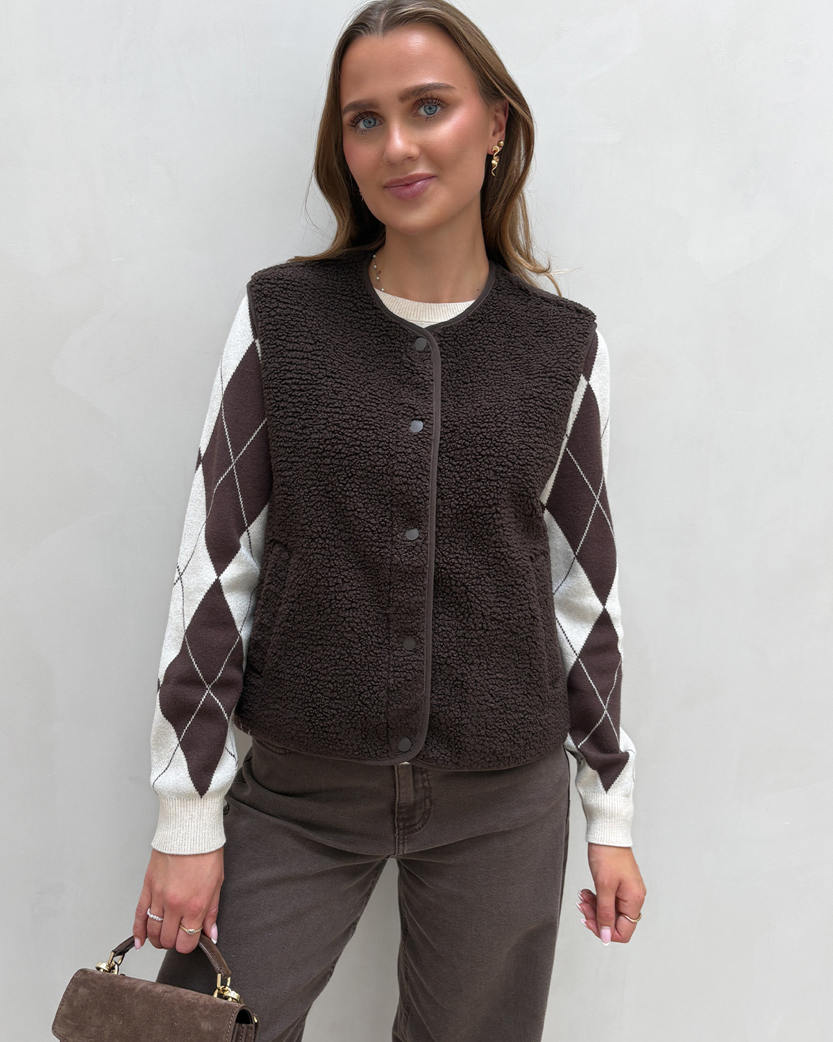 JDY Jdysimina Chocolate Torte Teddy Waistcoat Qiq - XL - Brun
