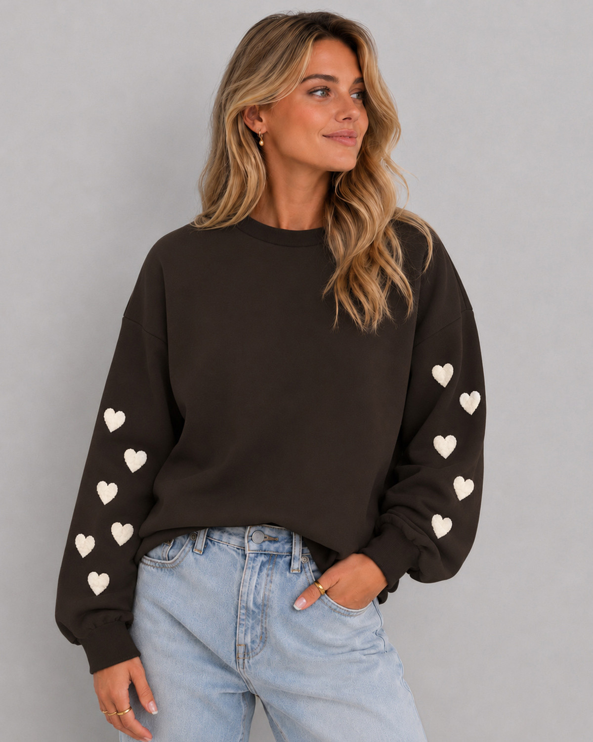 ONLY Onlmacy Bracken Cd Hearts L/S O-Neck - XS - Brun