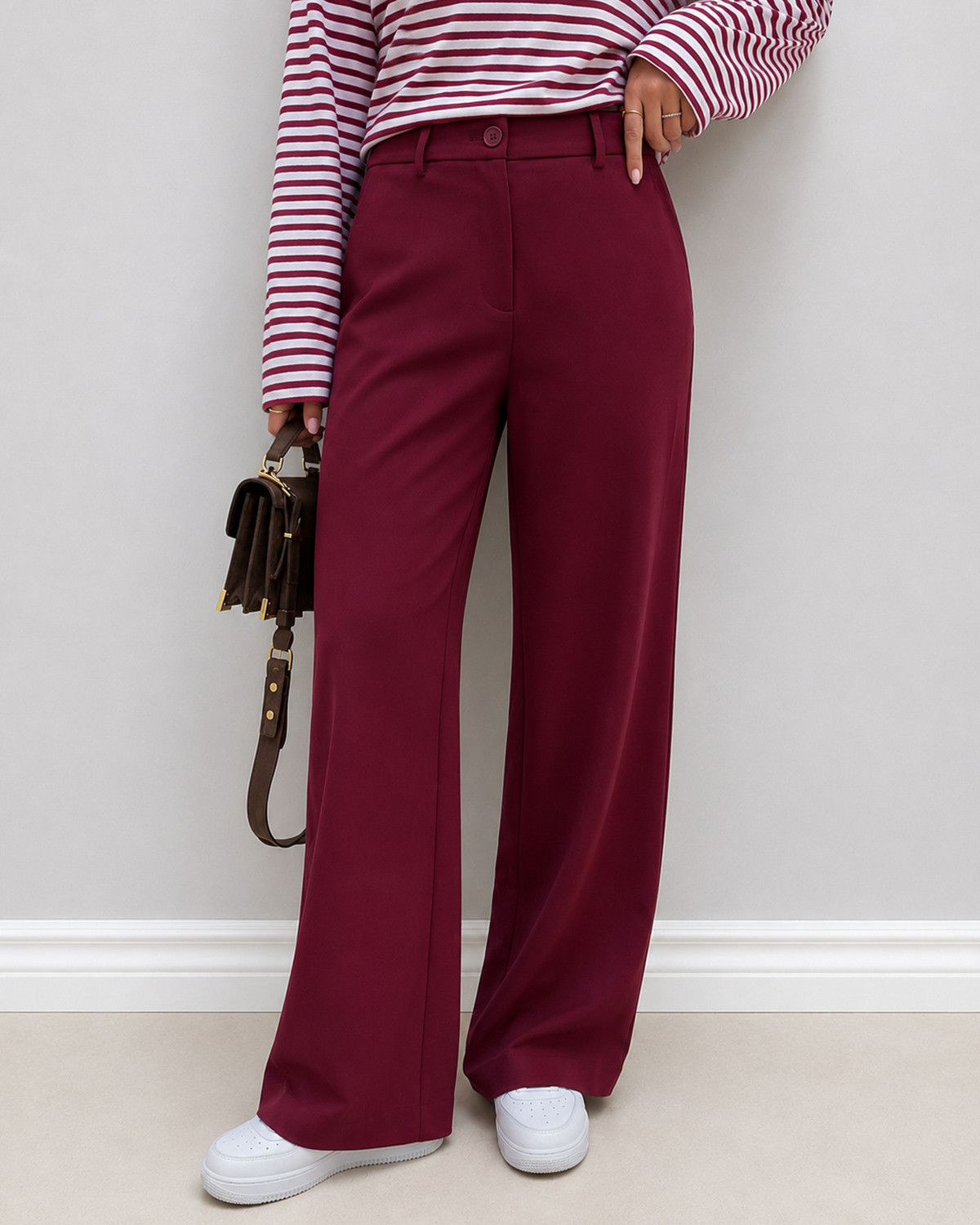 Pieces Pckamil Tawny Port Hw Wide Pant - L - Rød