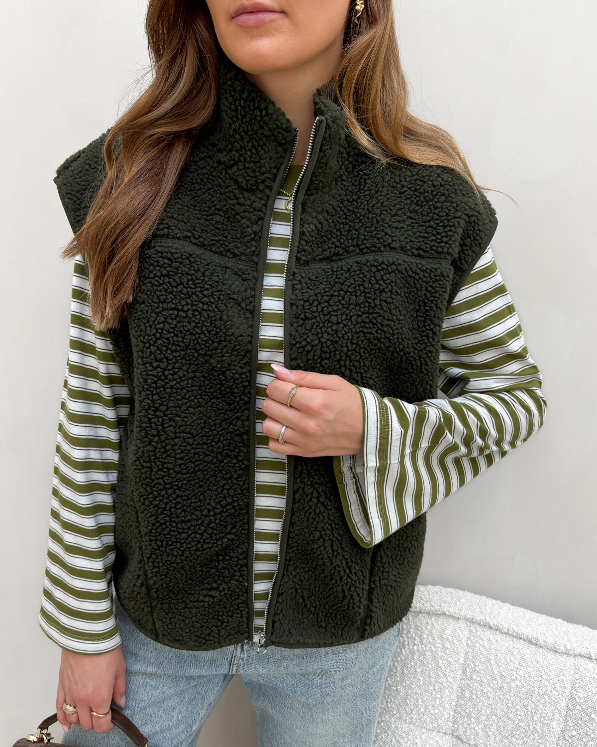 Pieces Pcsadia Forest Night Teddy Vest - XL - Grøn