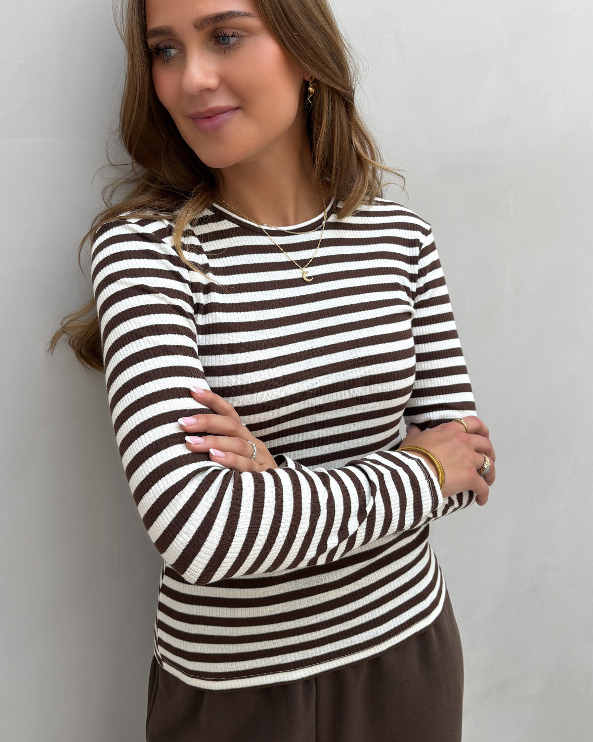 Pieces Pcruka Hot Fudge Cloud Dancer Ls Top - S - Brun