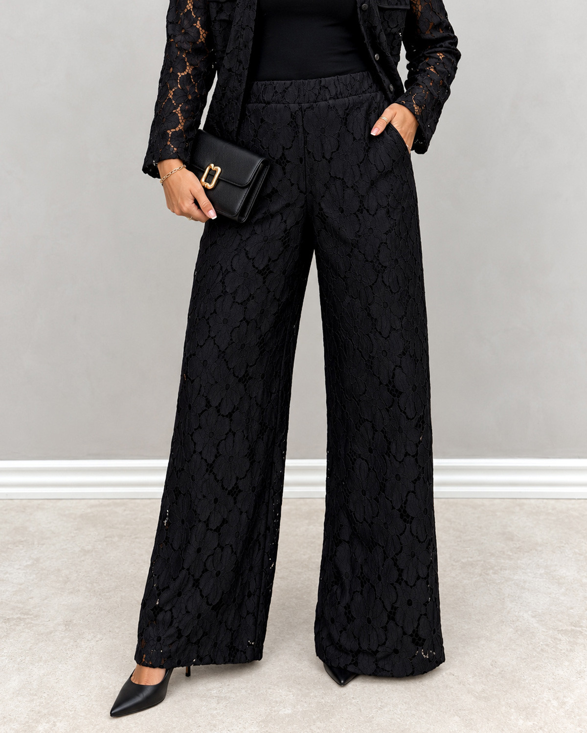 VILA Vitonato Black Beauty Hw Wide Pantsc - Sort - M