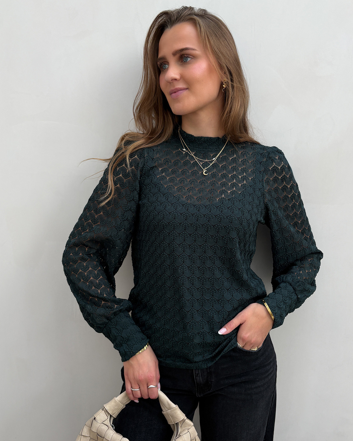JDY Jdyavery Scarab L/S Lace Top - XS - Turkis