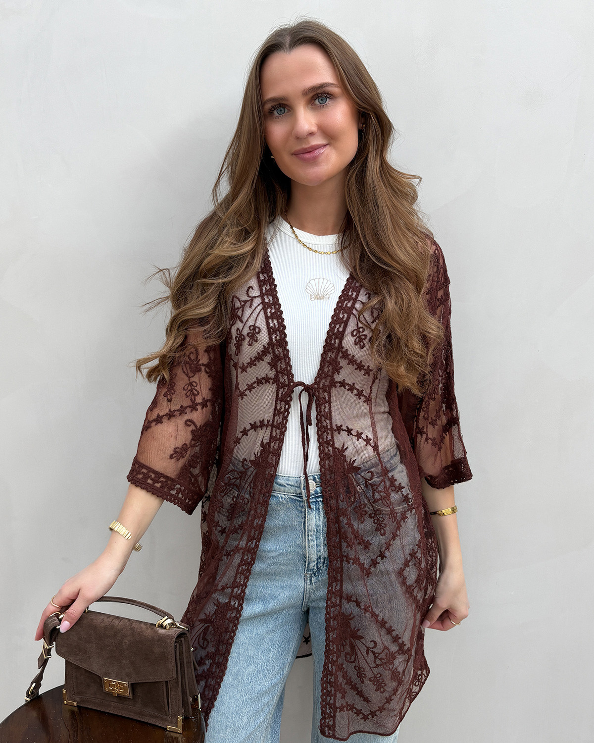 Pieces Pckarina Deep Mahogany Kaftan Wvn - One Size - Brun