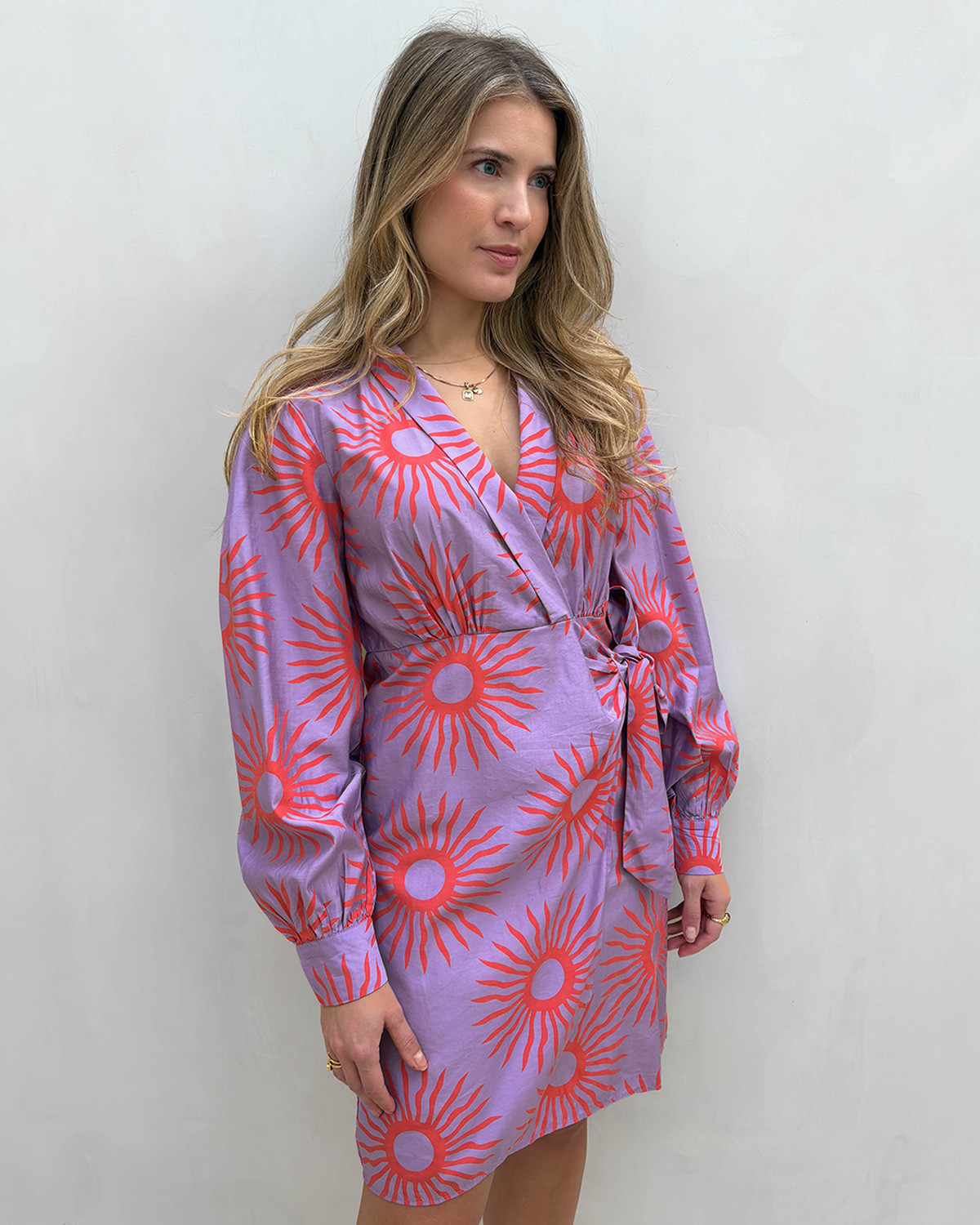 VILA Viboa Violet Tulip/Dubarry L/S Wrap Dress - 36 - Lilla