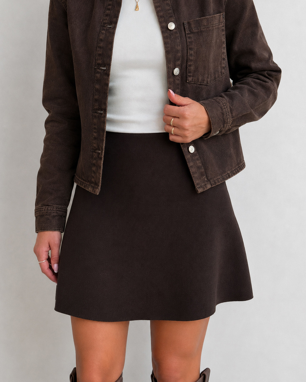 ONLY Onlmellii Chocolate Torte Short Skirt Knit - S - Brun