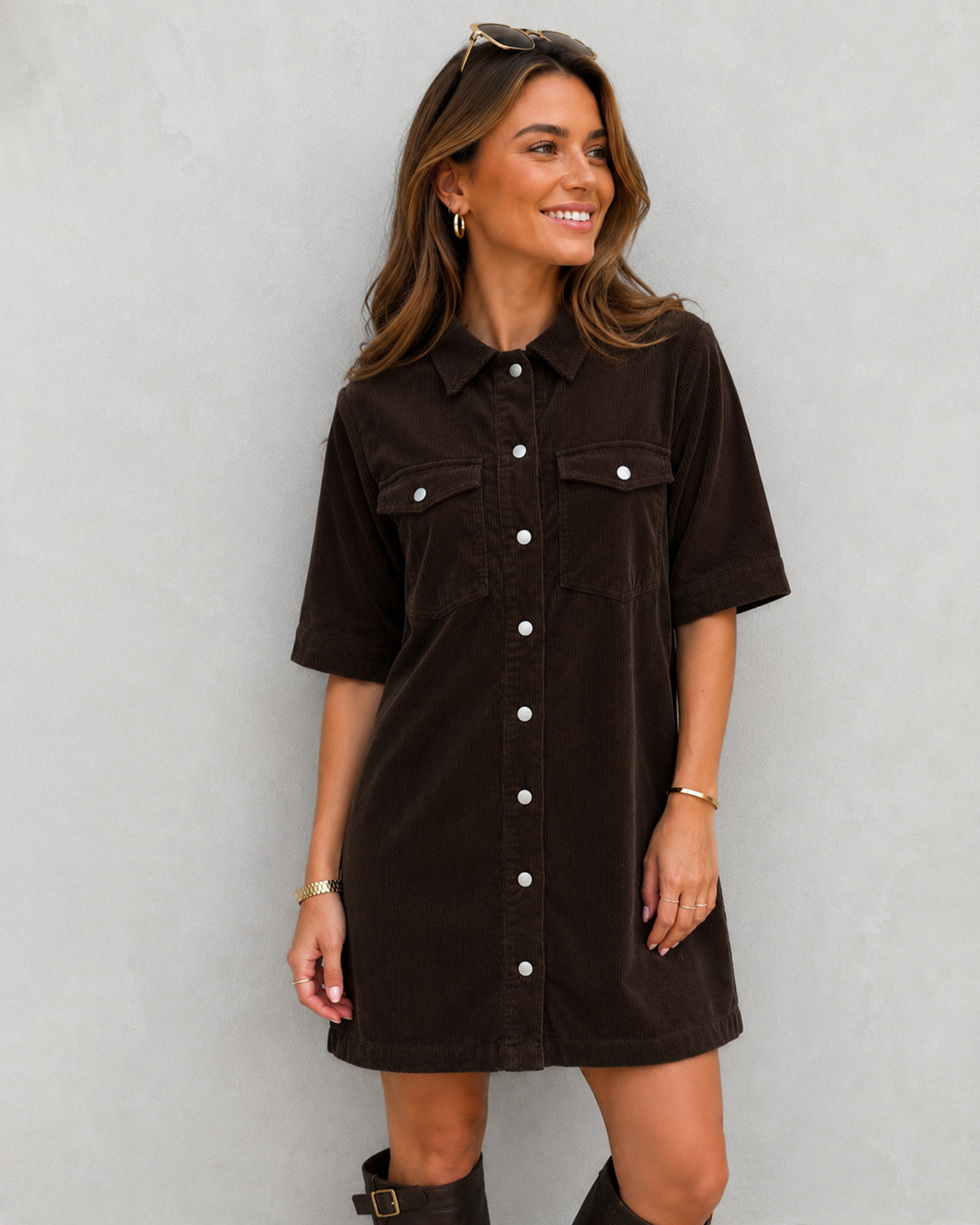 JDY Jdyshiraz Chocolate Torte S/S Button Dress Pnt - XL - Brun