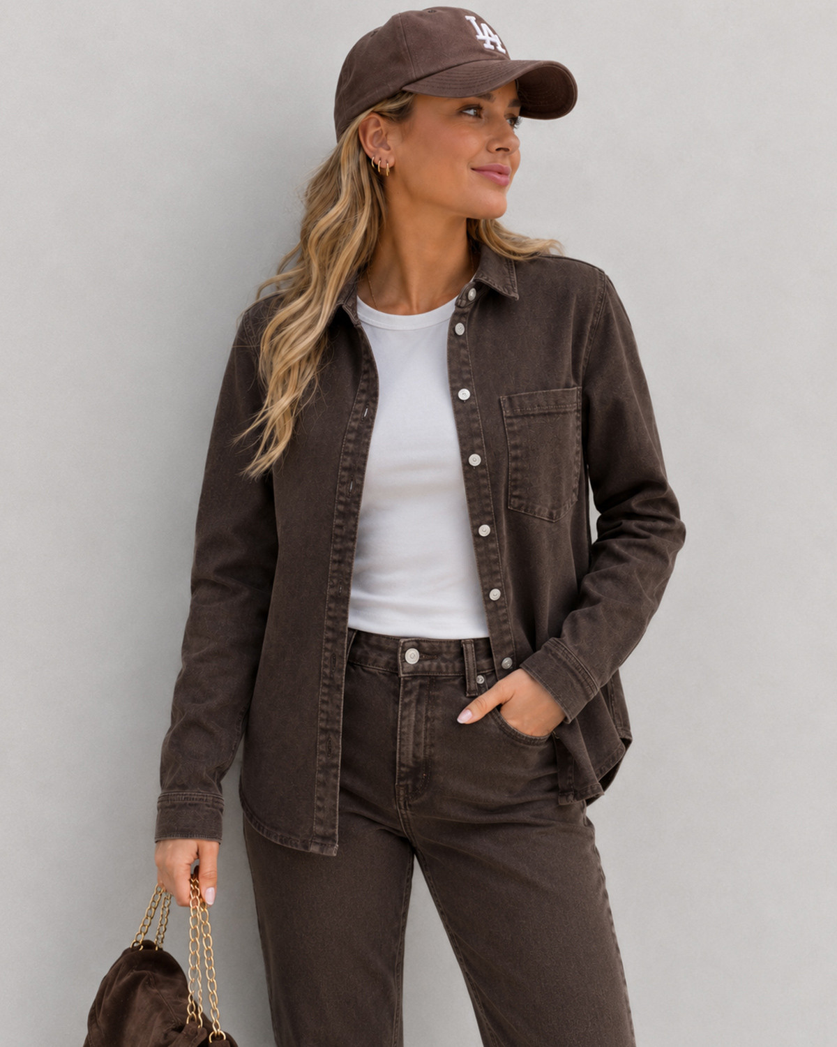 Pieces Pcsilke Hot Fudge Ls Shirt Denim - M - Brun