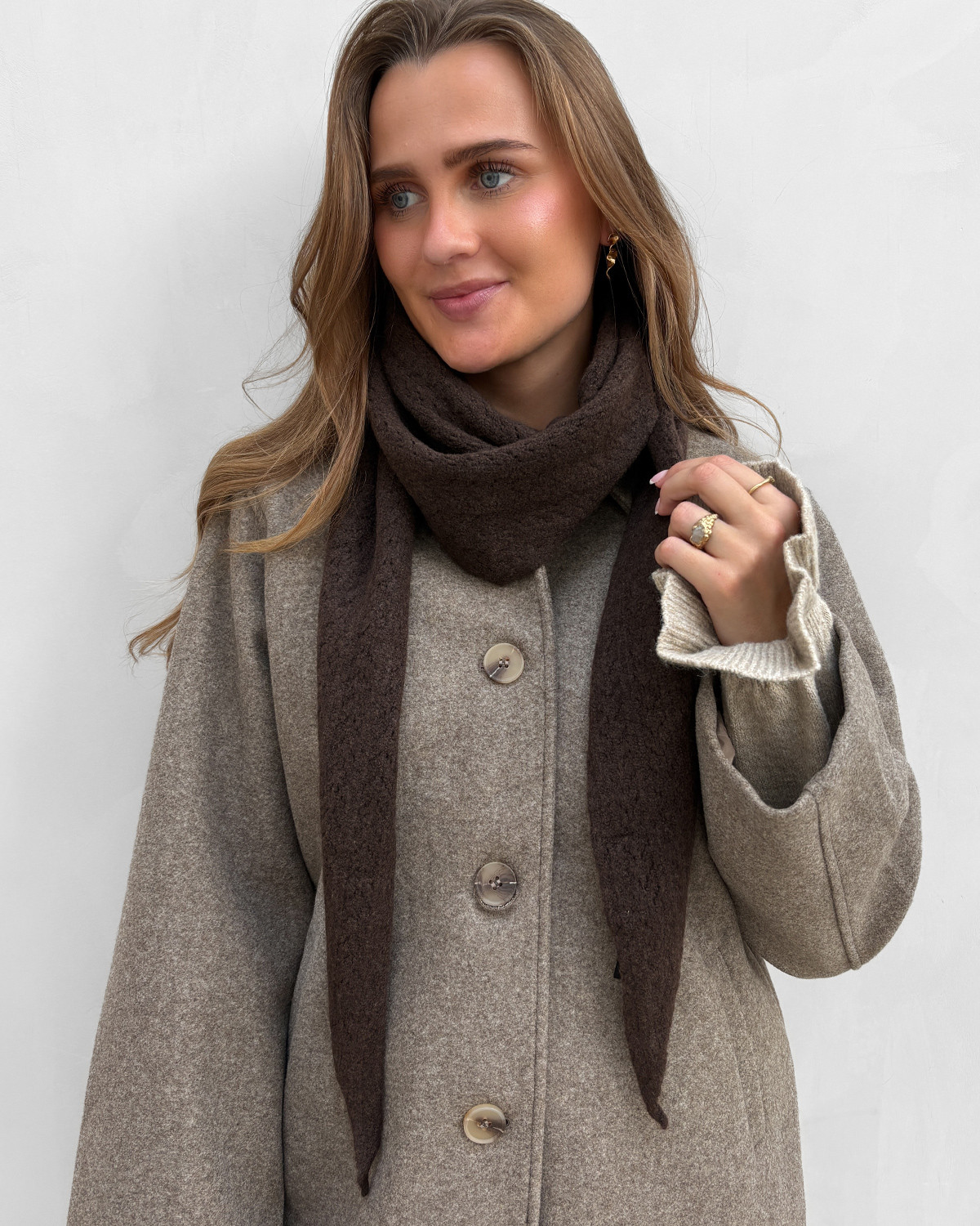 VILA Viselah Coffee Bean Pointelle Knit Scarf - One Size - Brun