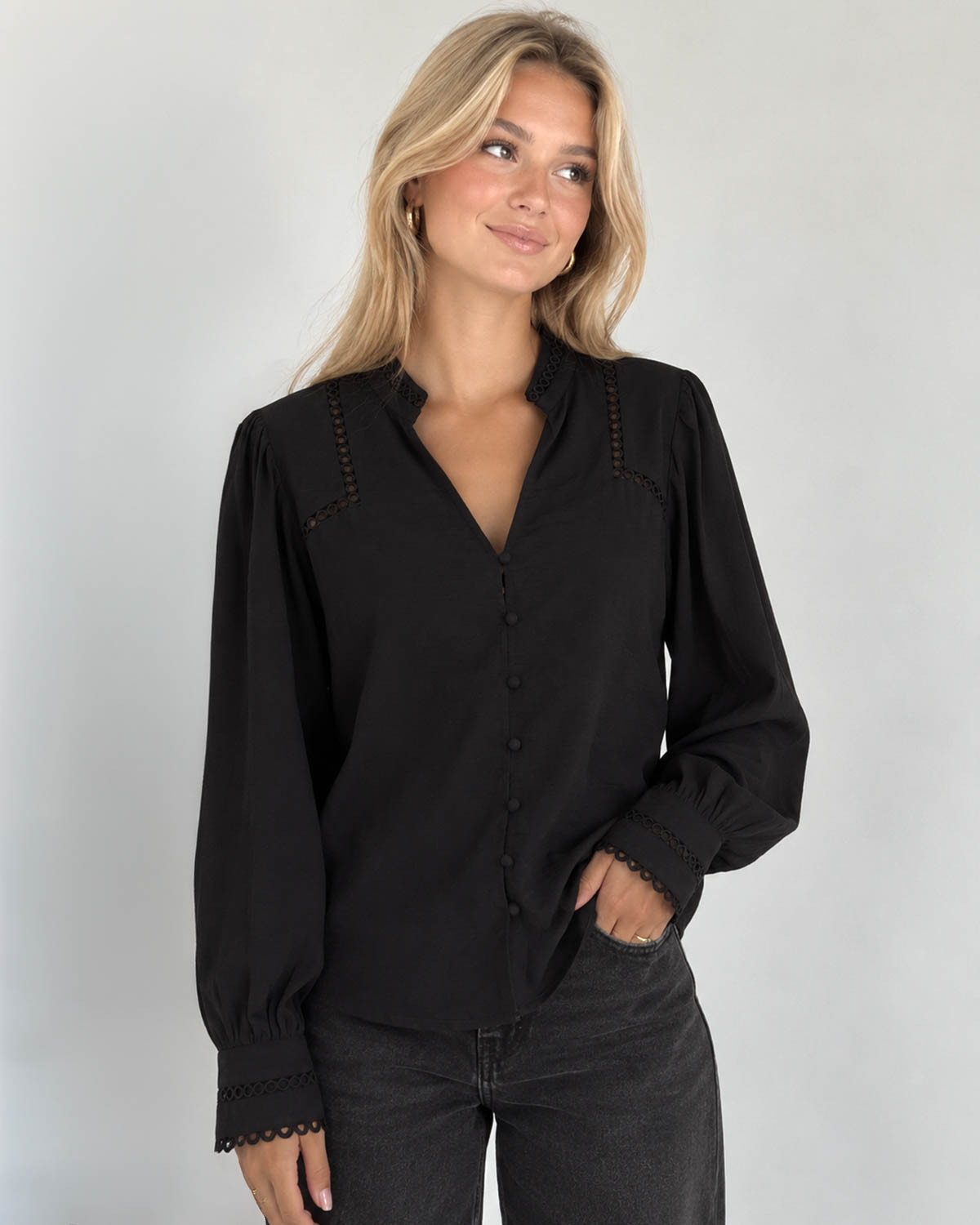 Vero Moda Vmnoa Black L/S Shirt Btq - Sort - M