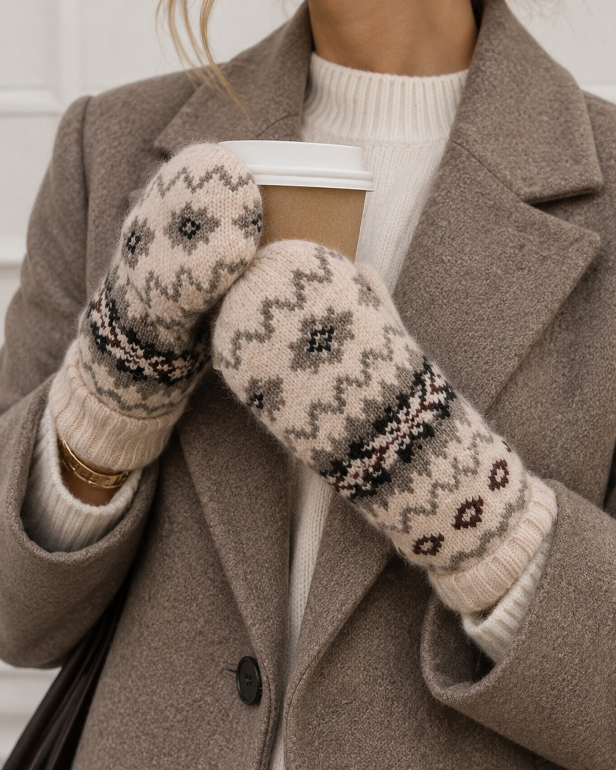 Pieces Pcannie Whitecap Gray Pattern Mittens - Hvid - One Size
