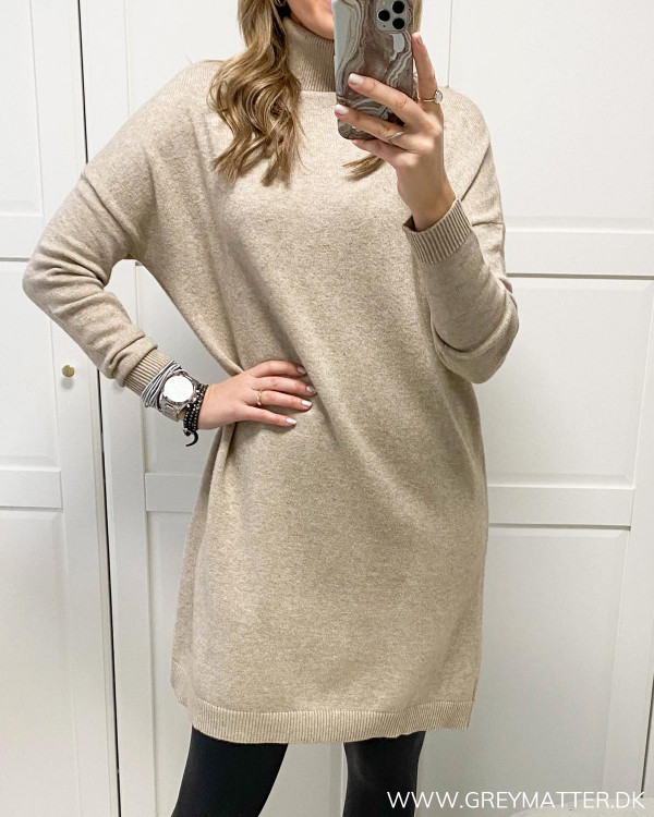 Vila Viril Rollneck Natural Melange Knit Tunic