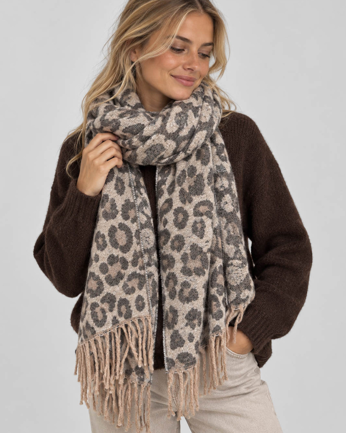 Pieces Pcjira Natural Leo Scarf - Brun - One Size