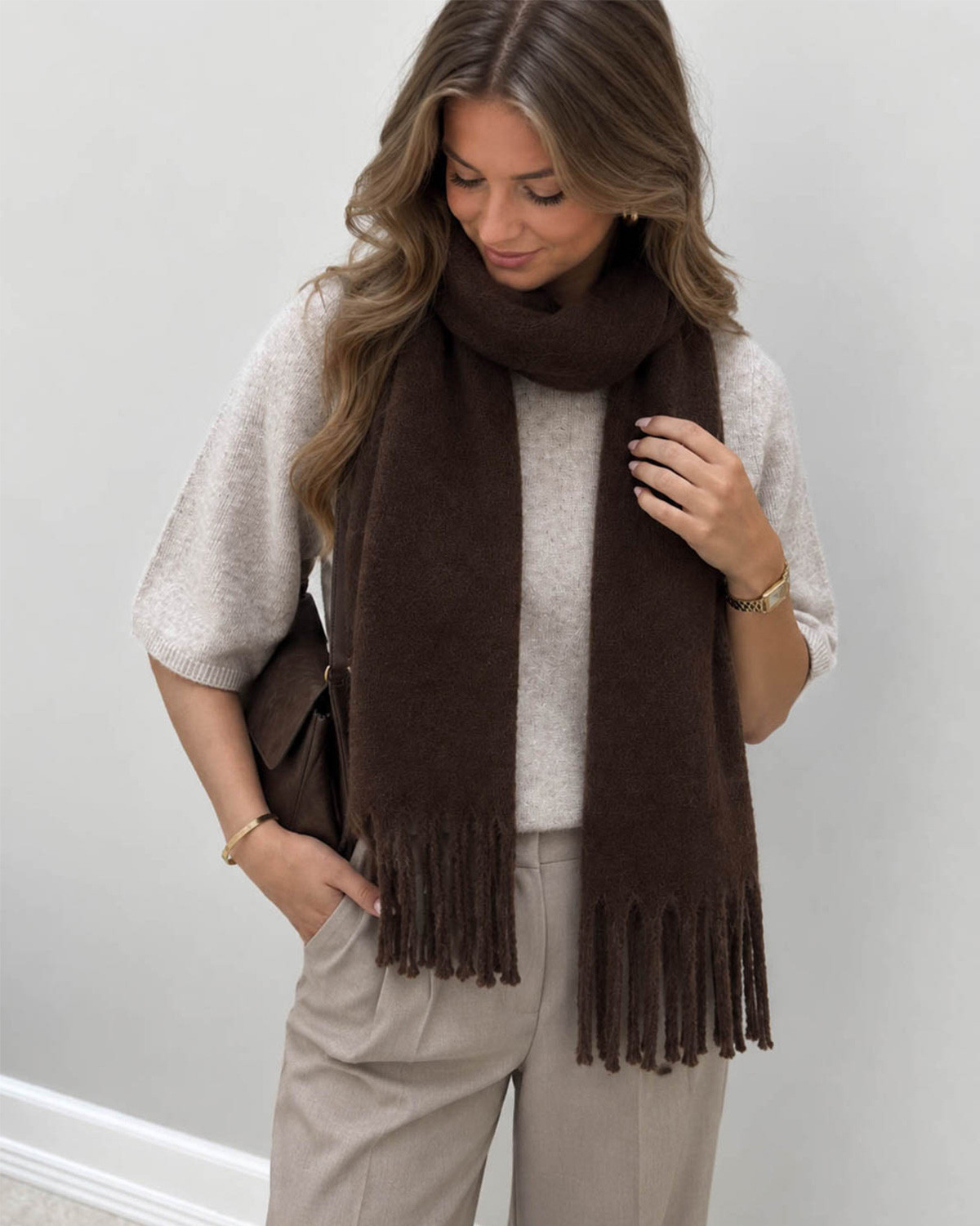 Pieces Pcnikita Hot Fudge Long Scarf - Brun - One Size