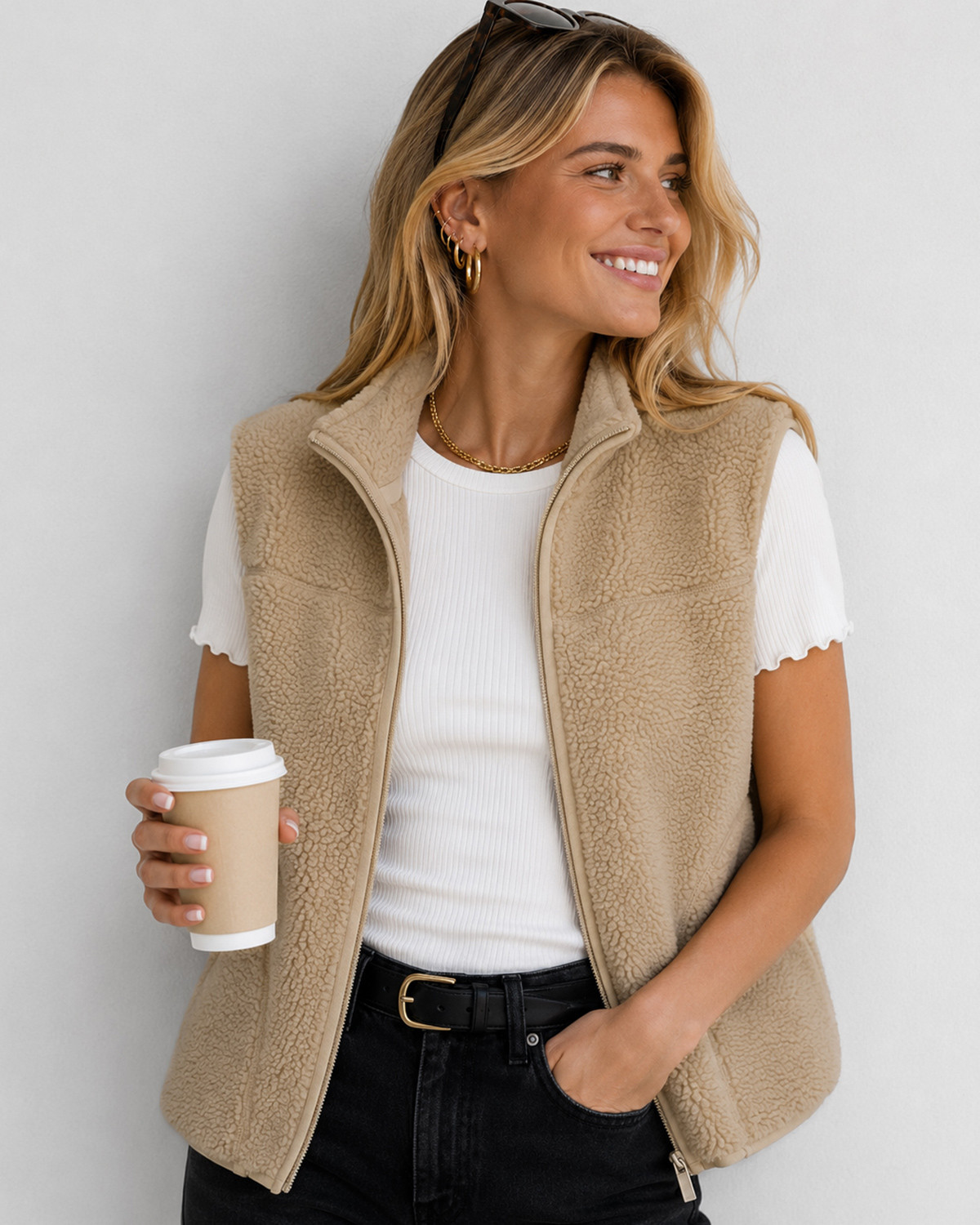 ONLY Onlbaby Cornstalk Teddy High Zip Vest Pnt - XS - Brun