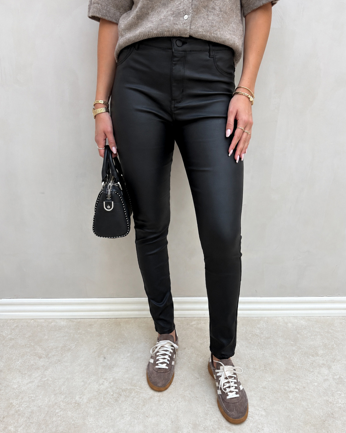 JDY Jdynewthunder Black Coated High Skin Pnt - XS - Sort