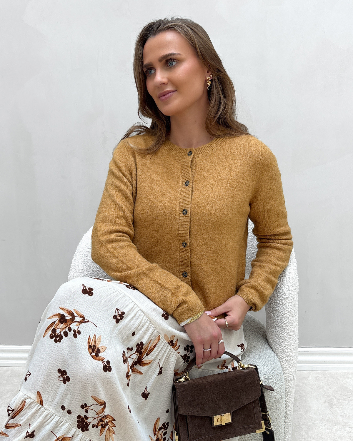 JDY Jdychloe Wood Thrush/Melange L/S Cardigan Knt - XS - Gul