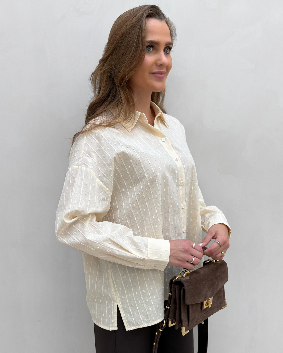 Grey Matter Selection Ccceleste LS Jaquard Shirt - XL - Beige