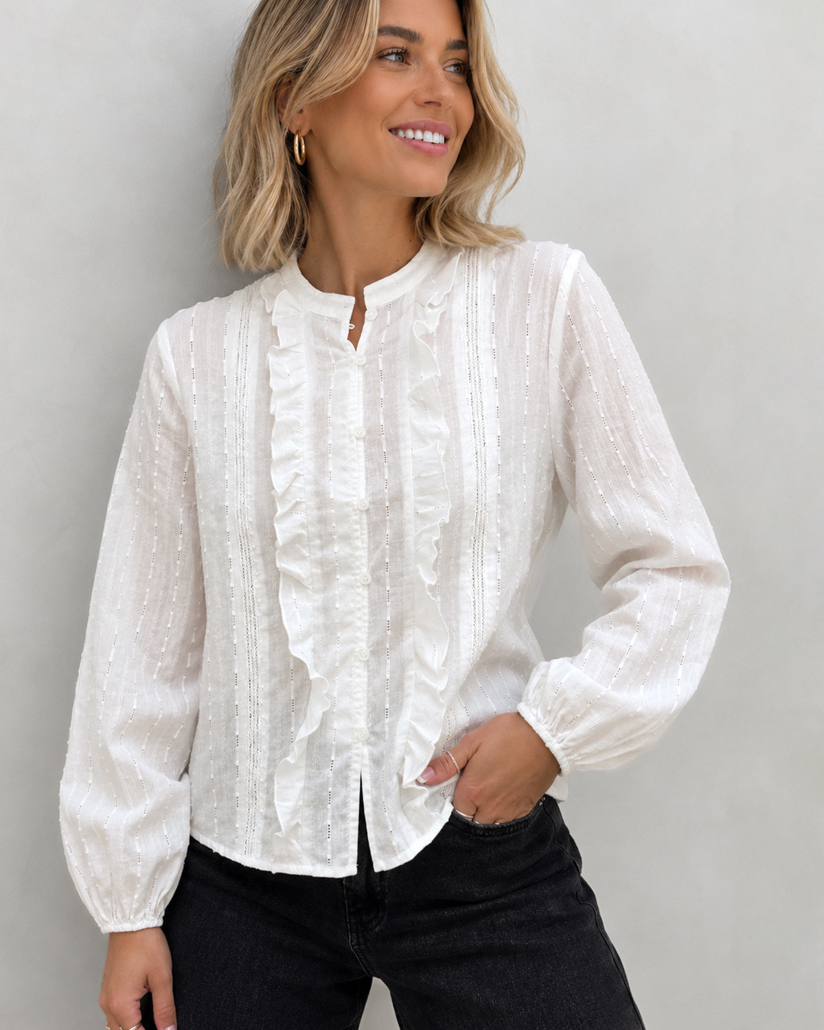 Grey Matter Selection Cccamille LS Detail Shirt - S - Hvid