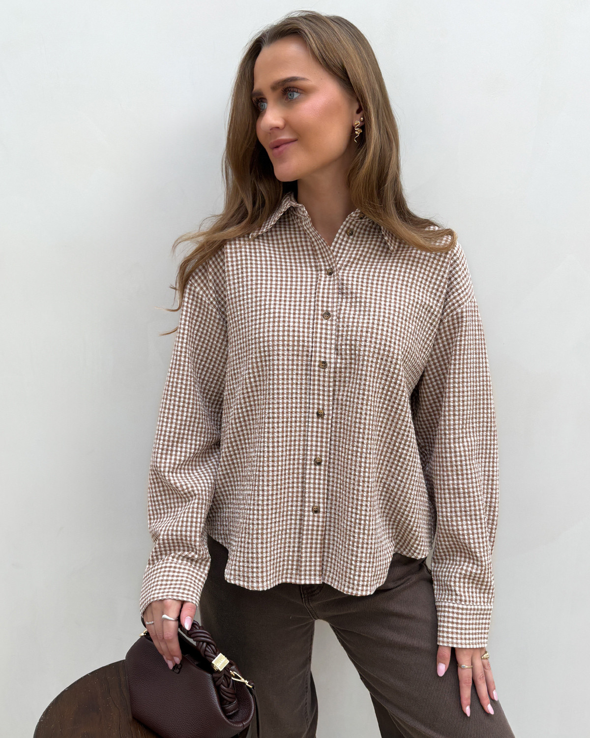 Grey Matter Selection Ccsophia Ls Check Shirt - L - Beige