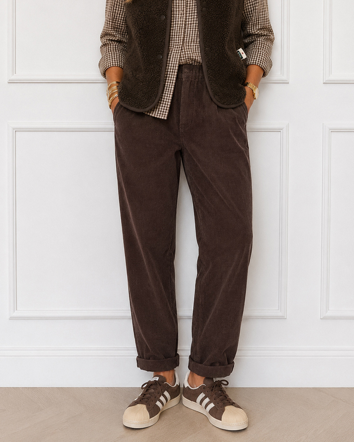 ONLY Onlflora Chocolate Brown Mw Ela Cord Carot Pant - Brun - S