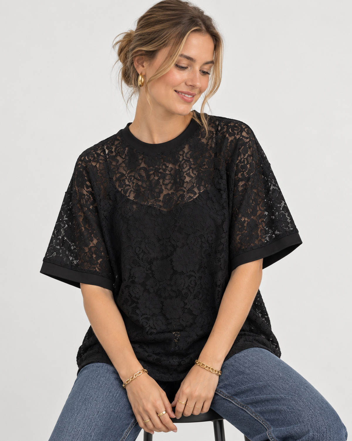 VILA Viandrina Black Beauty O-Neck 2/4 T-Shirt - Sort - XL